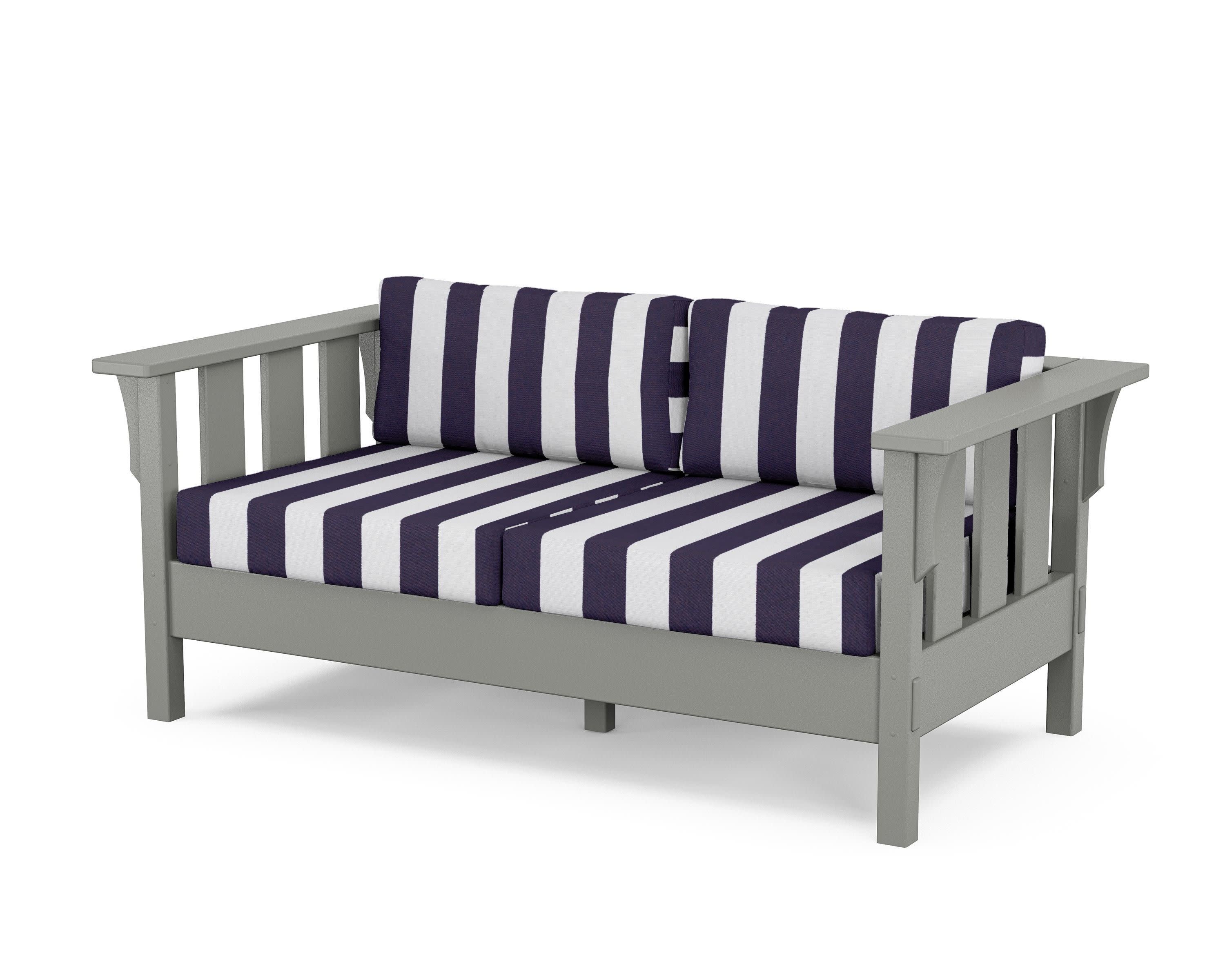 Acadia Deep Seating Loveseat in Slate Grey / Cabana Stripe Navy