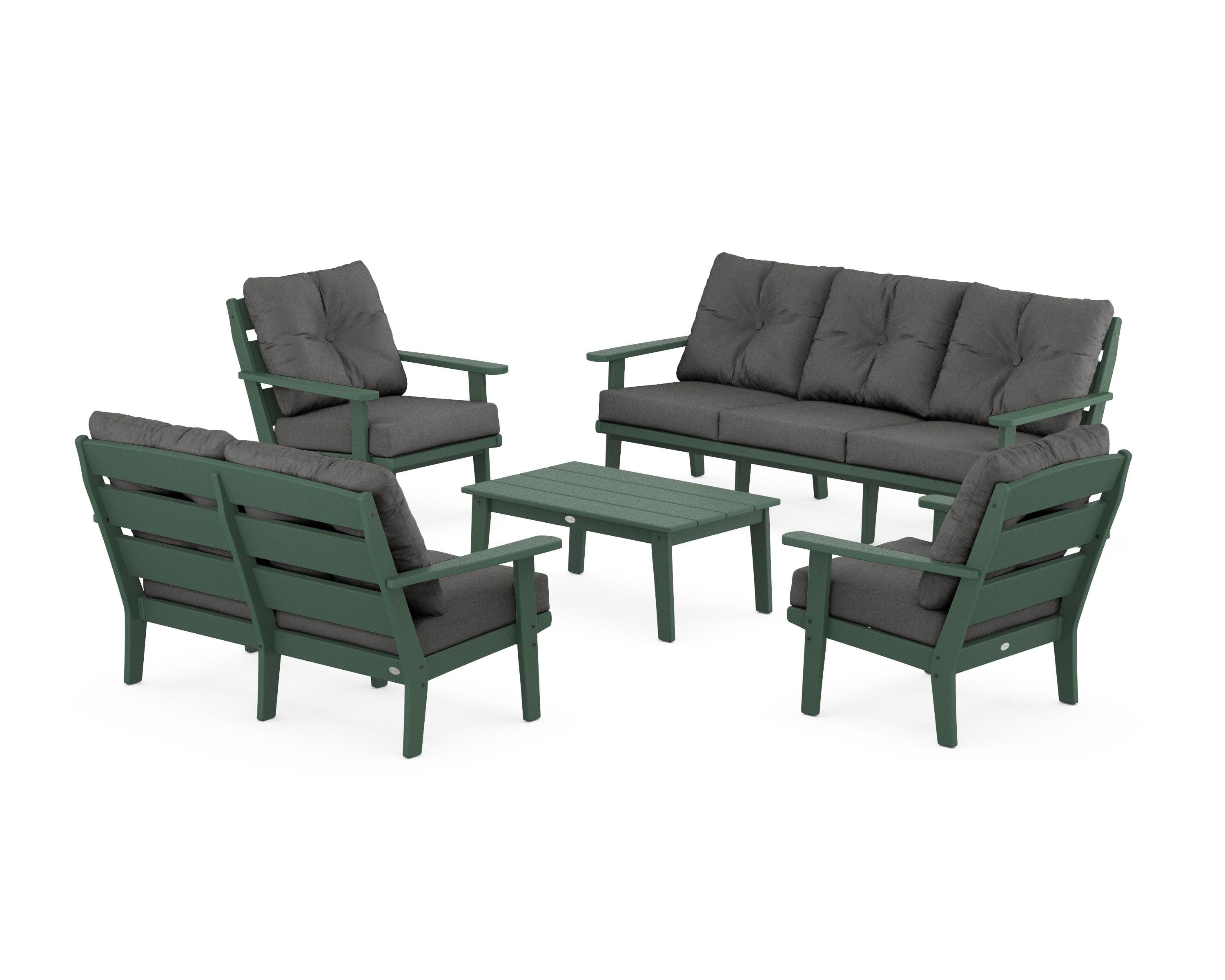 Lakeside 5-Piece Lounge Sofa Set in Green / Spectrum Carbon
