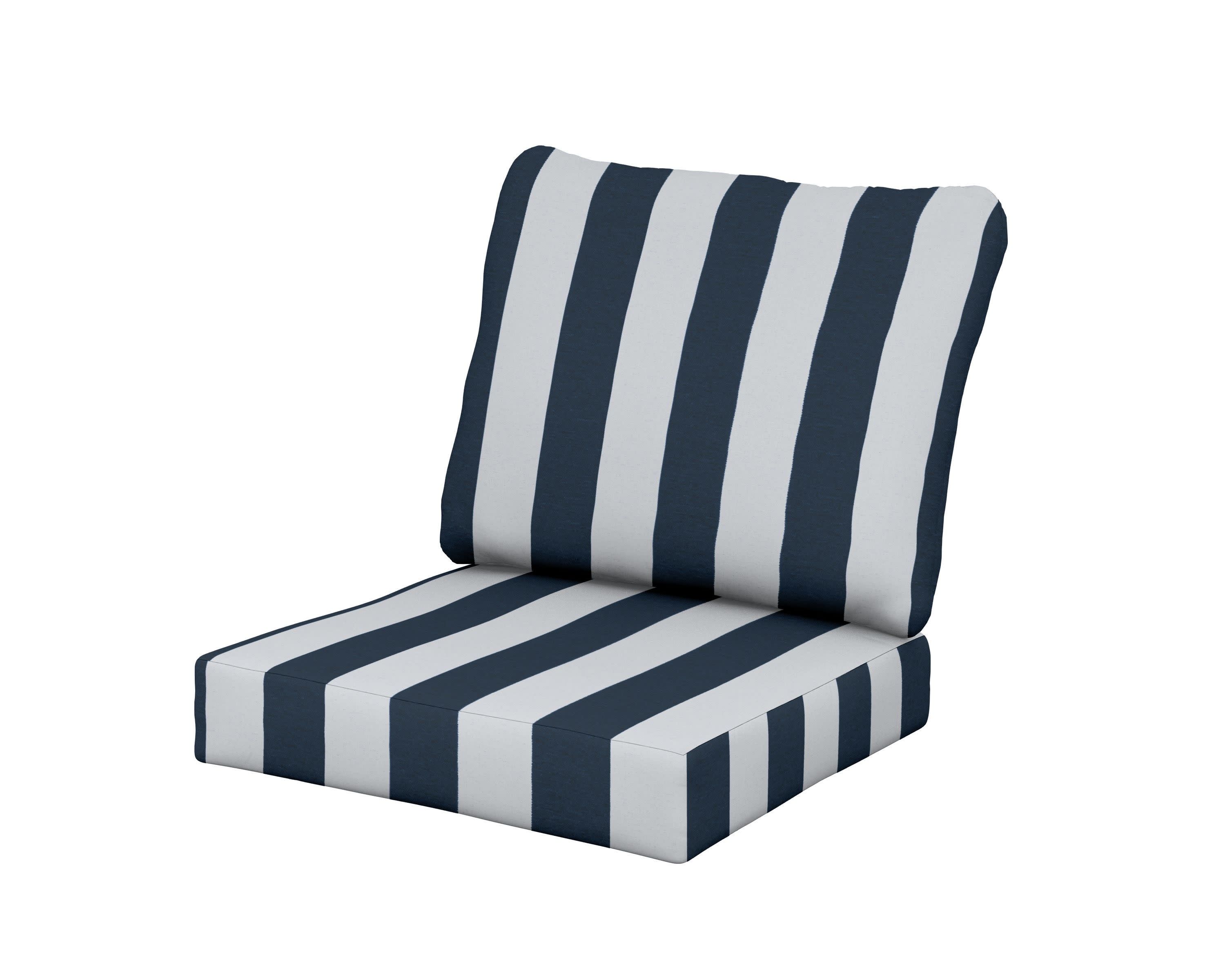 Baffle Seat/Back Cushion in Cabana Stripe Marine Indigo