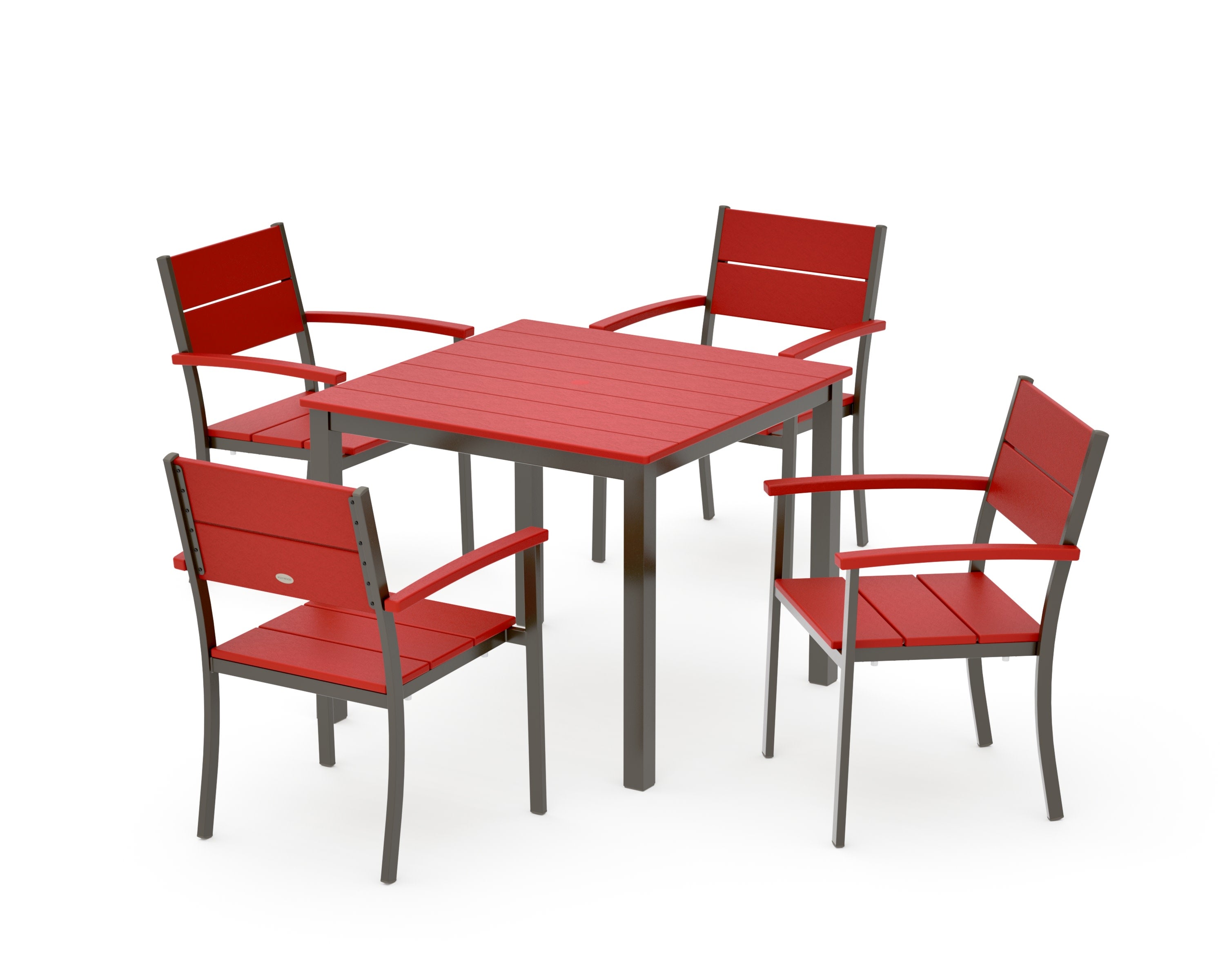 Main Street 5-Piece Dining Set in Bronze / Sunset Red