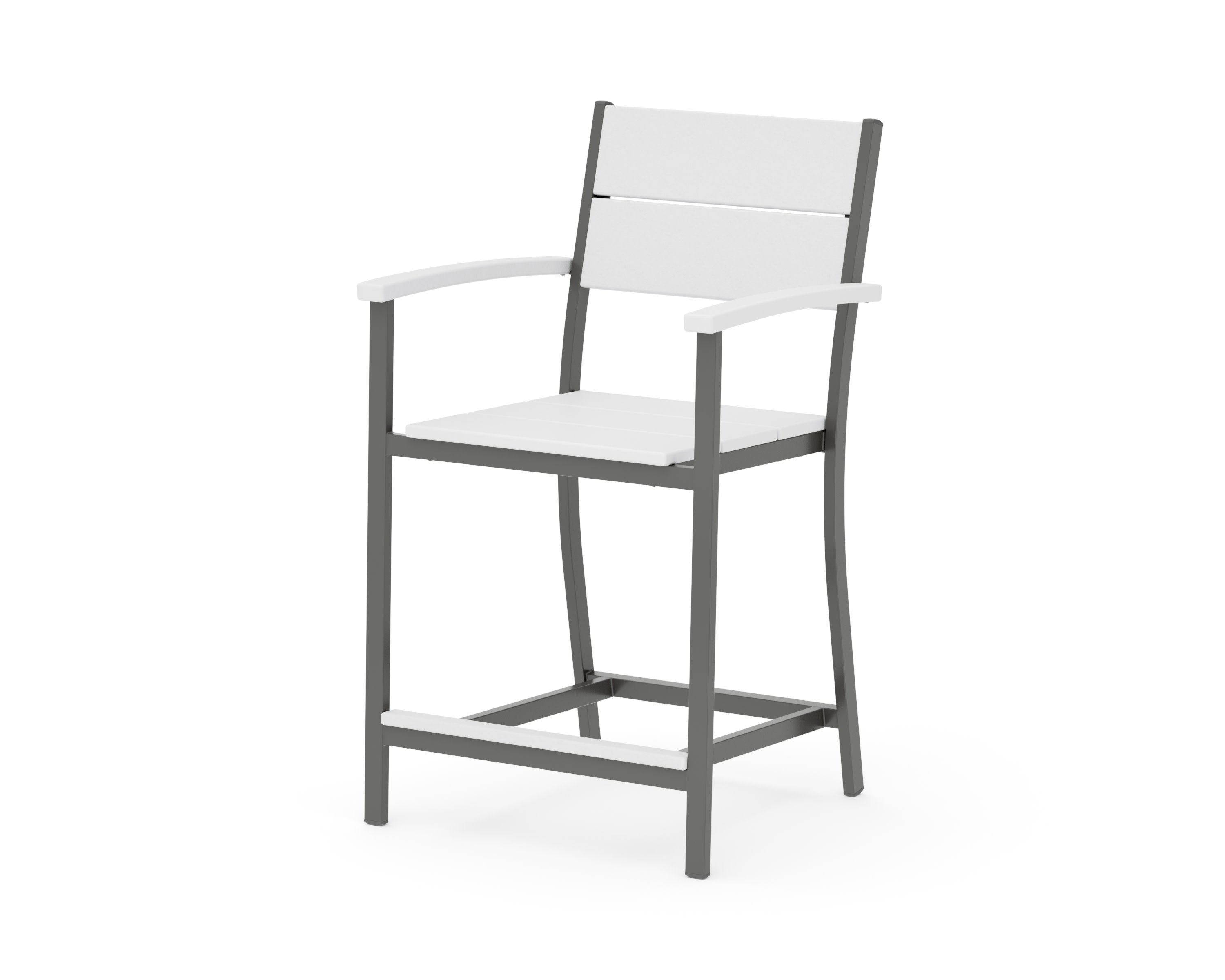 Main Street Counter Arm Chair in Charcoal / White