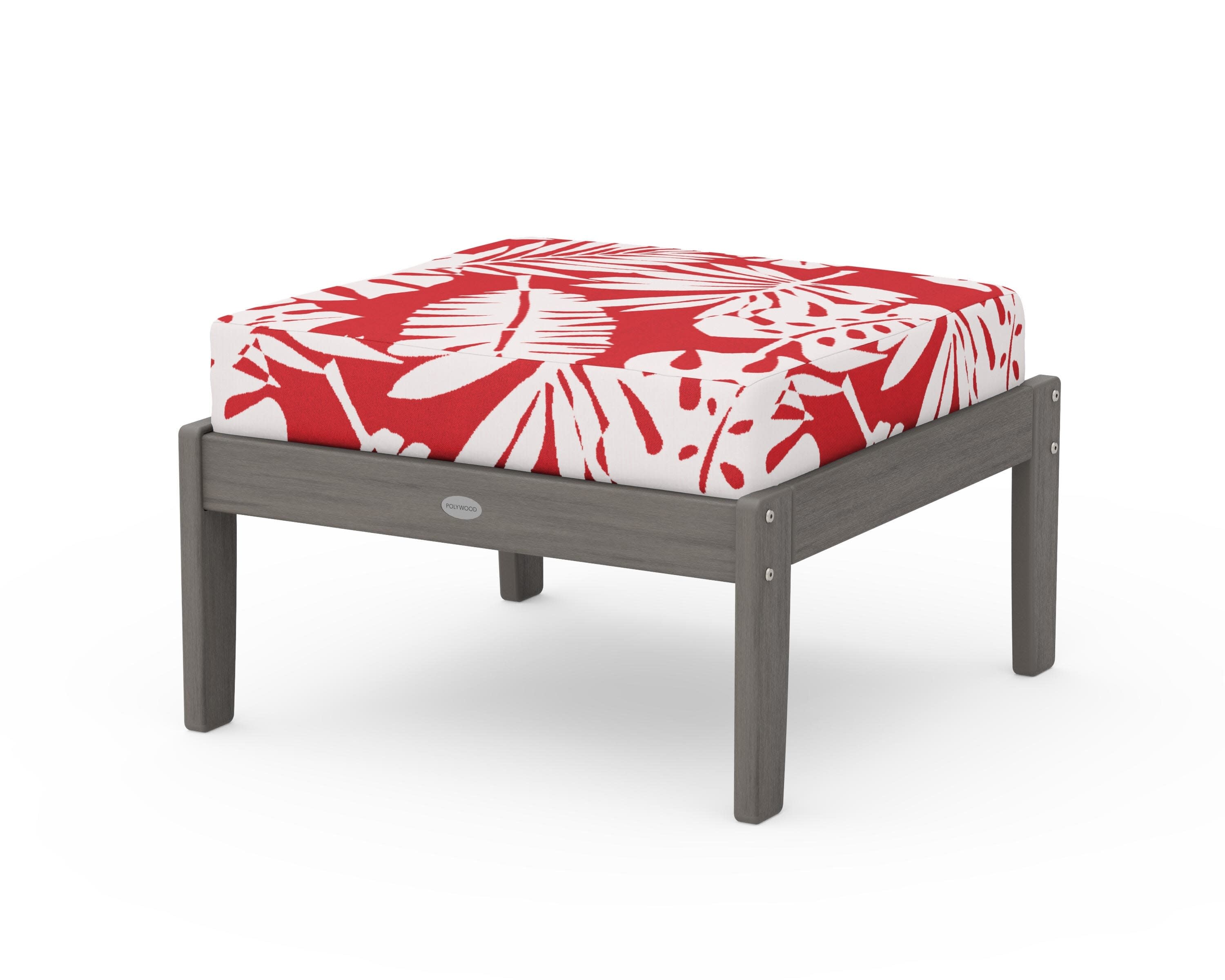 Braxton Deep Seating Ottoman in Driftwood / Leaf Crimson