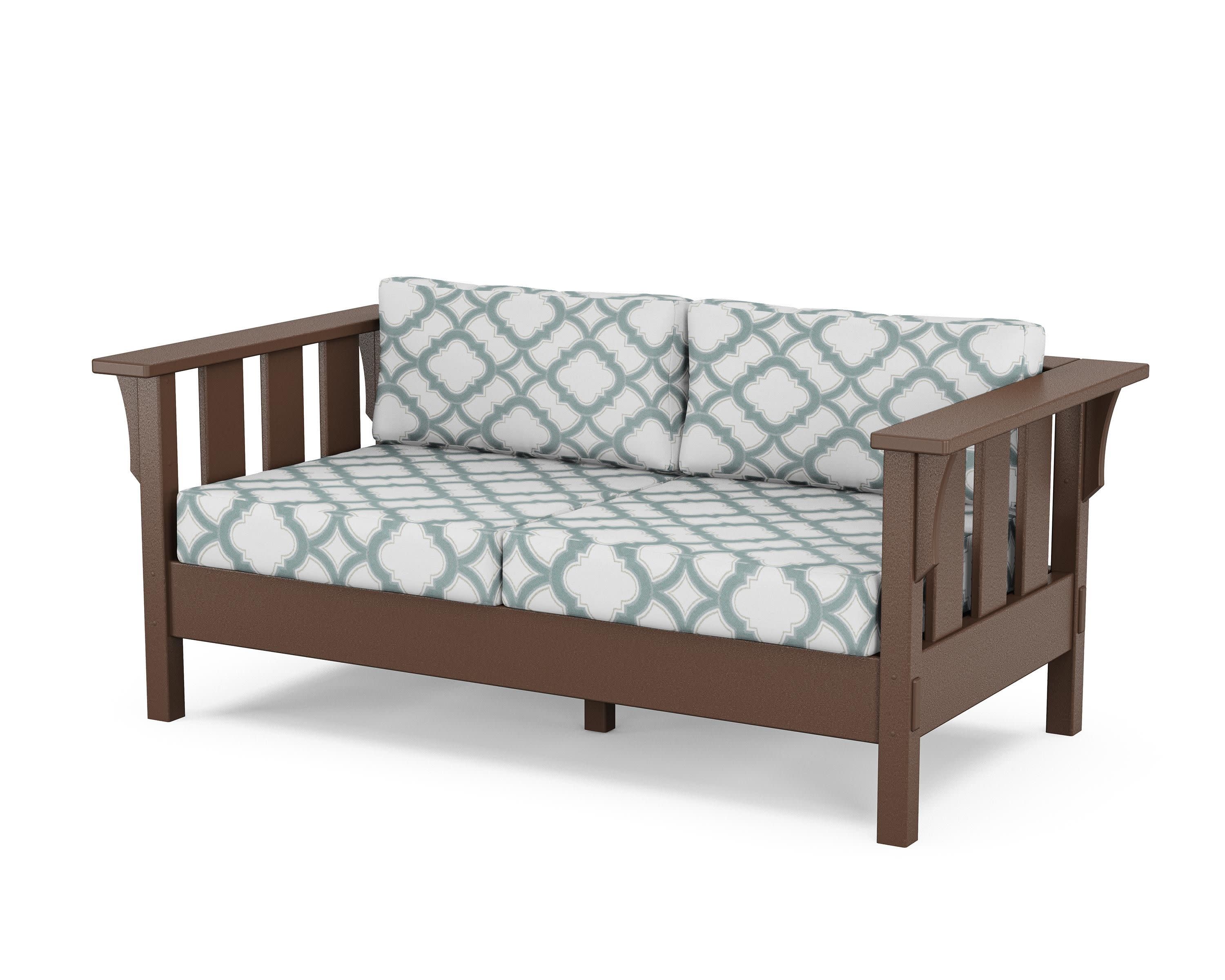 Acadia Deep Seating Loveseat in Mahogany / Trellis Glacier Spa