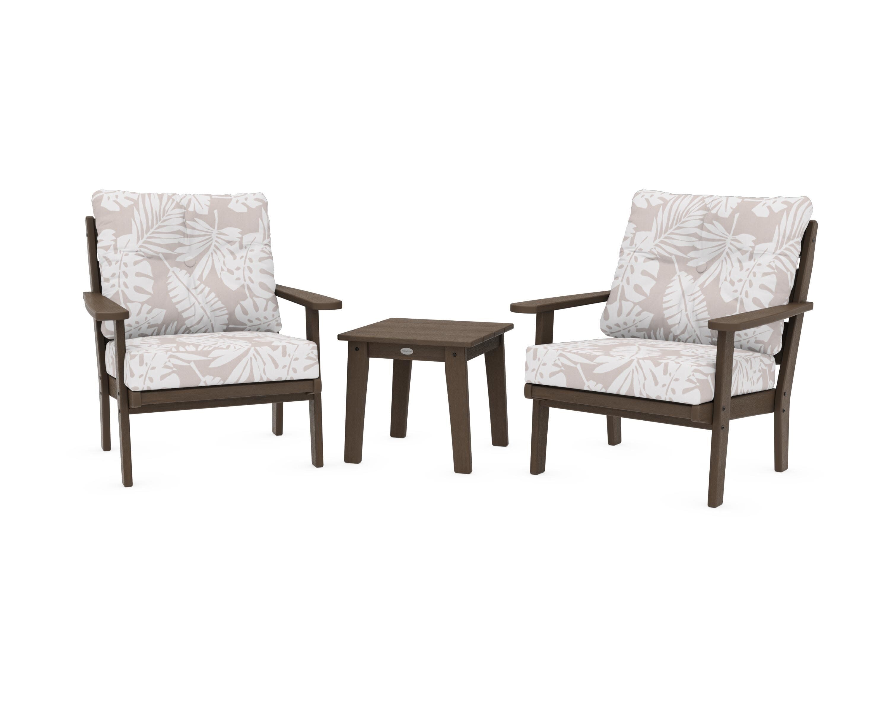 Lakeside 3-Piece Deep Seating Chair Set in Kona / Leaf Dune Burlap