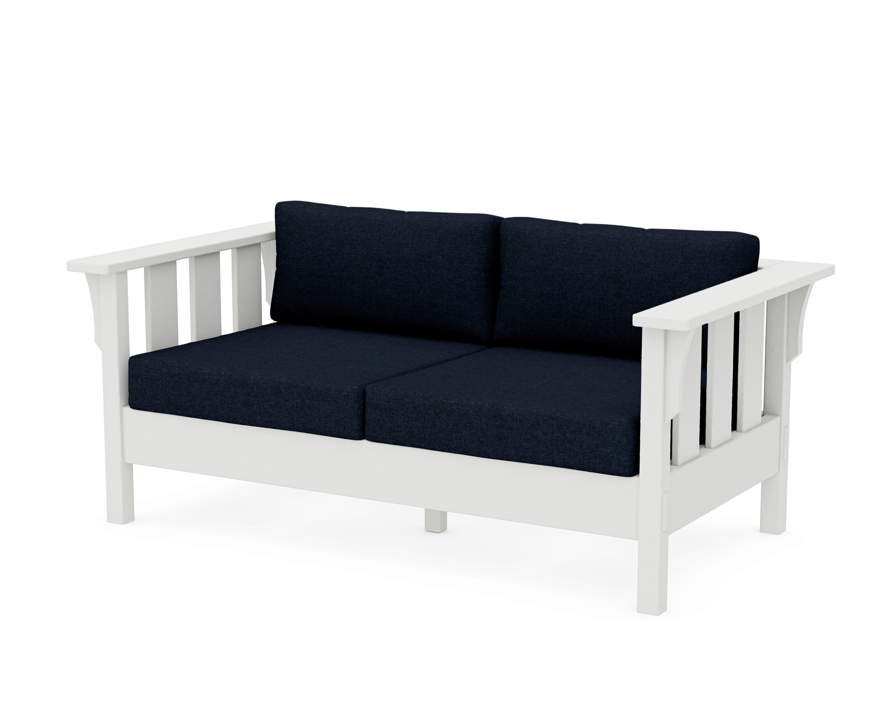 Acadia Deep Seating Loveseat in Vintage White / Marine Indigo