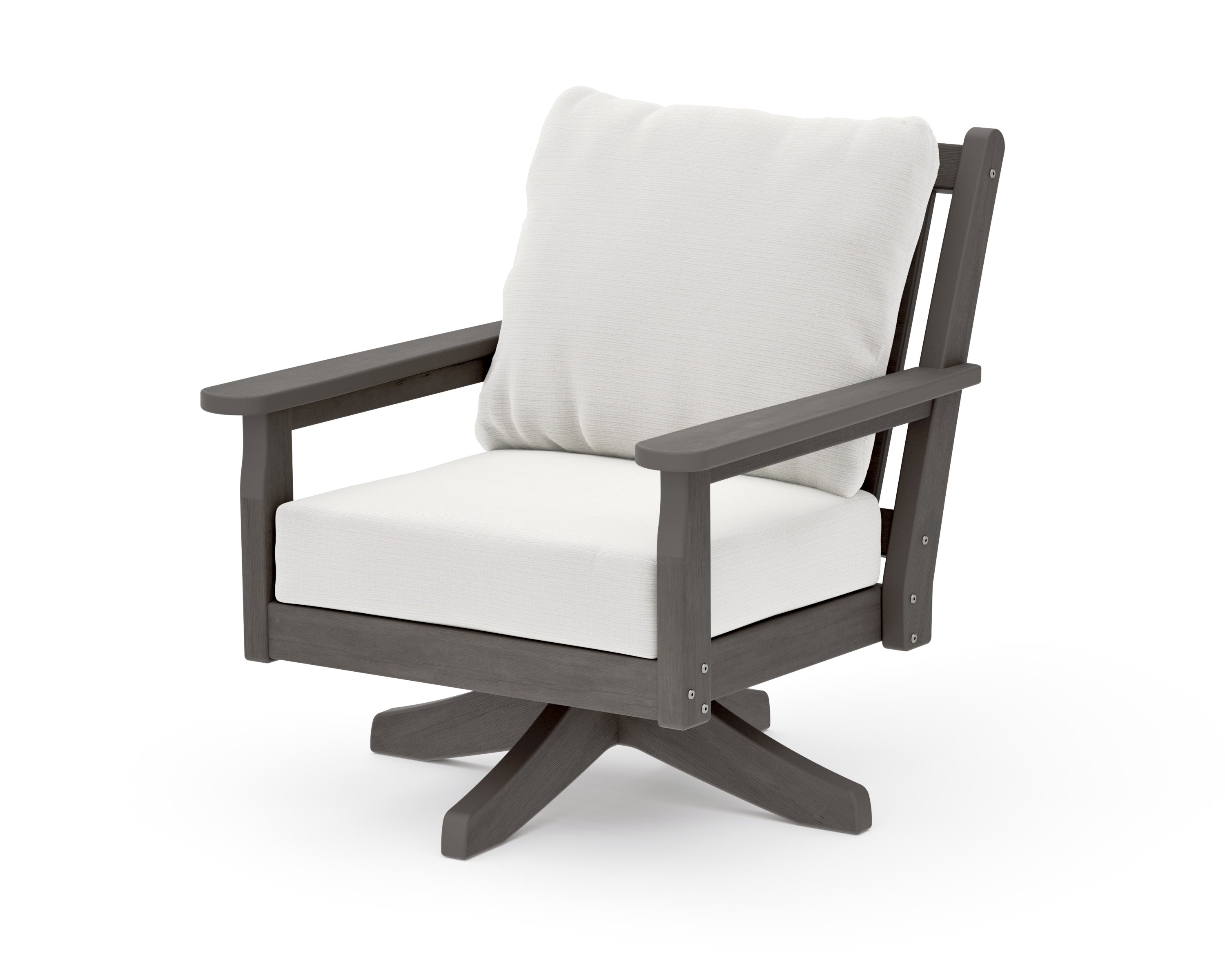 Chippendale Deep Seating Swivel Chair in Driftwood / Natural Linen