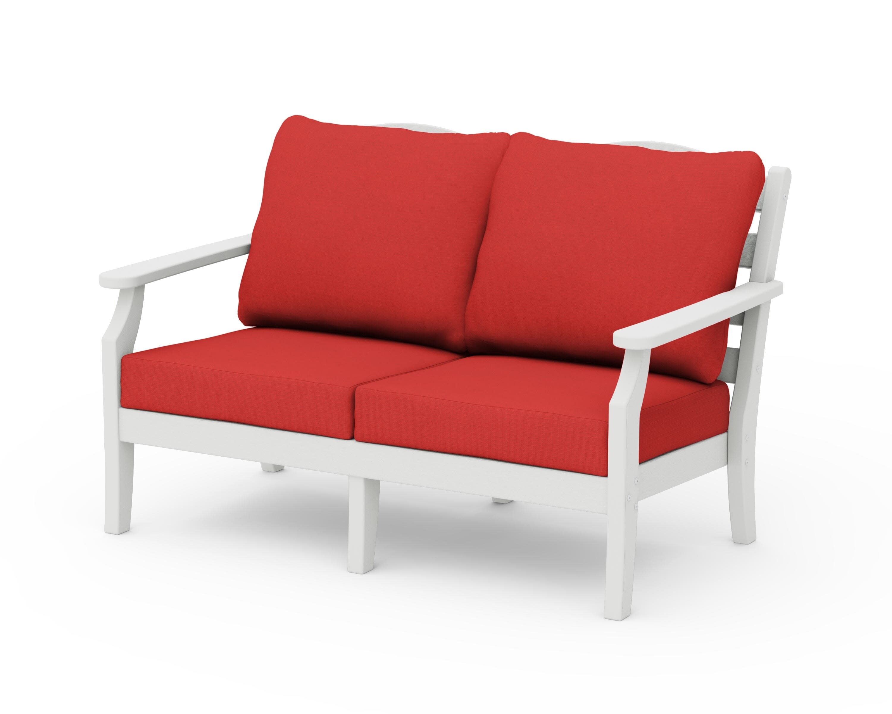 Savannah Deep Seating Loveseat in Vintage White / Crimson Linen