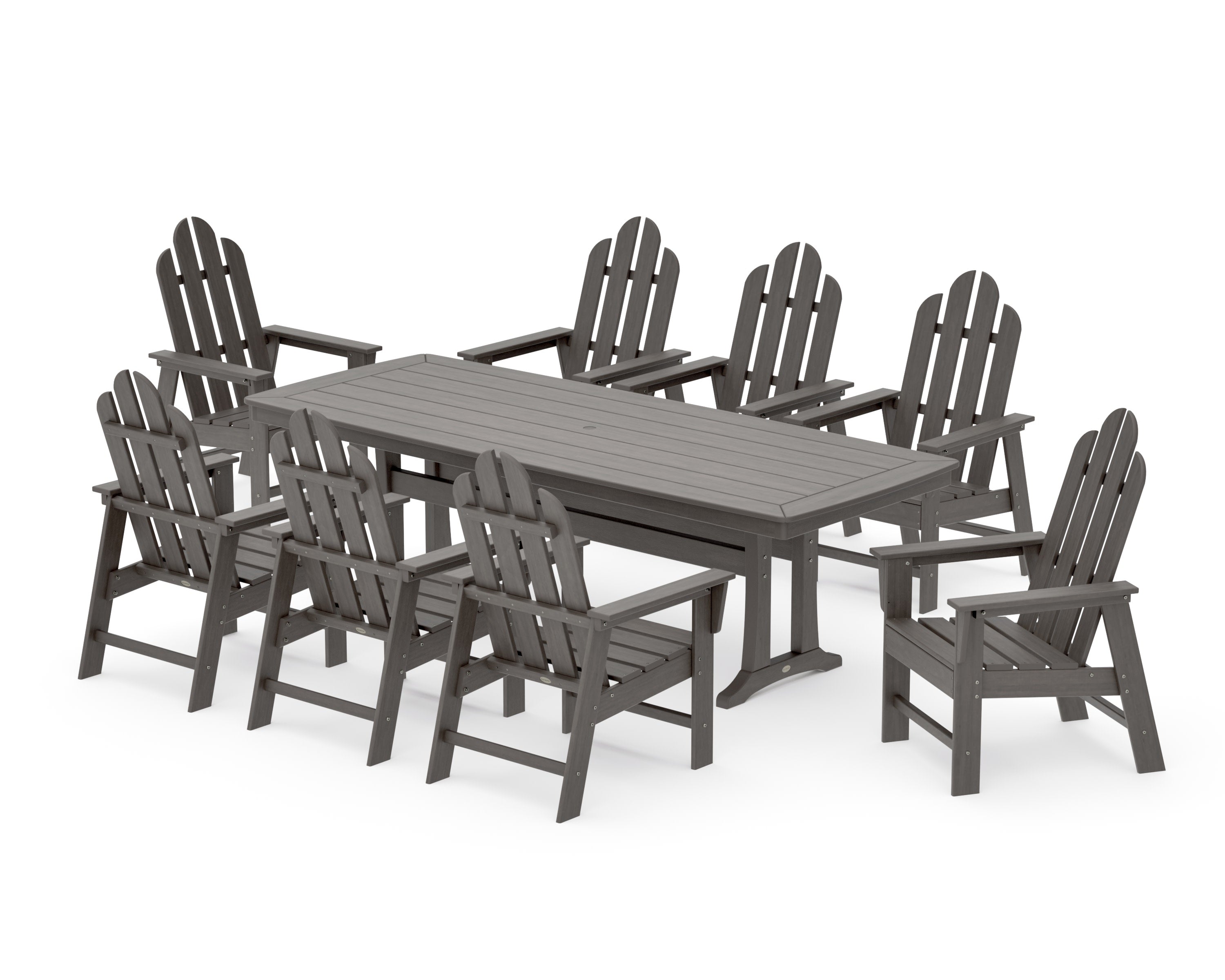 Long Island 9-Piece Dining Set with Trestle Legs in Driftwood