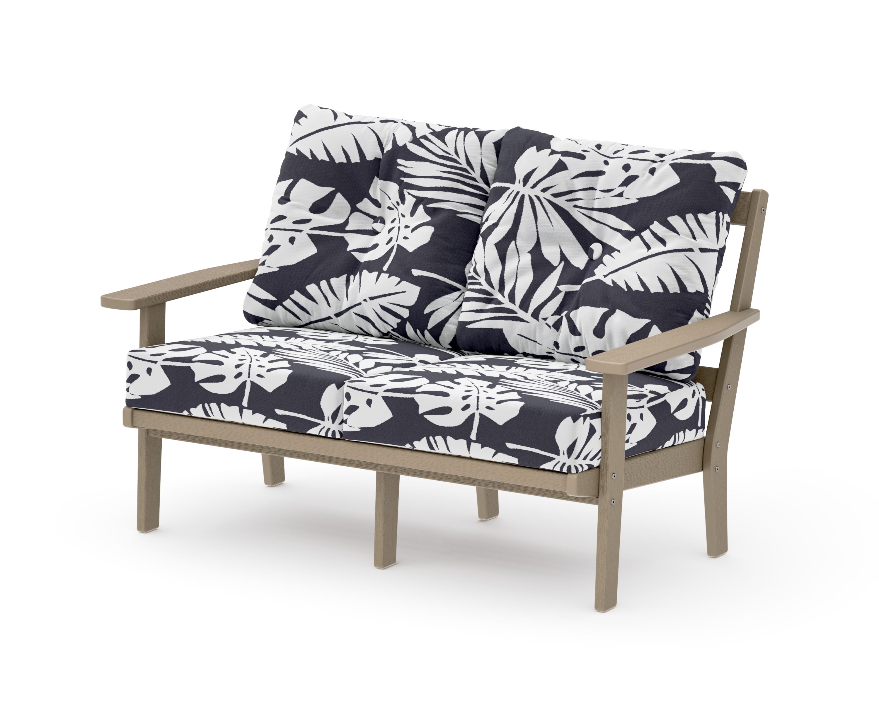 Prairie Deep SeatingLoveseat in Vintage Sahara / Leaf Navy