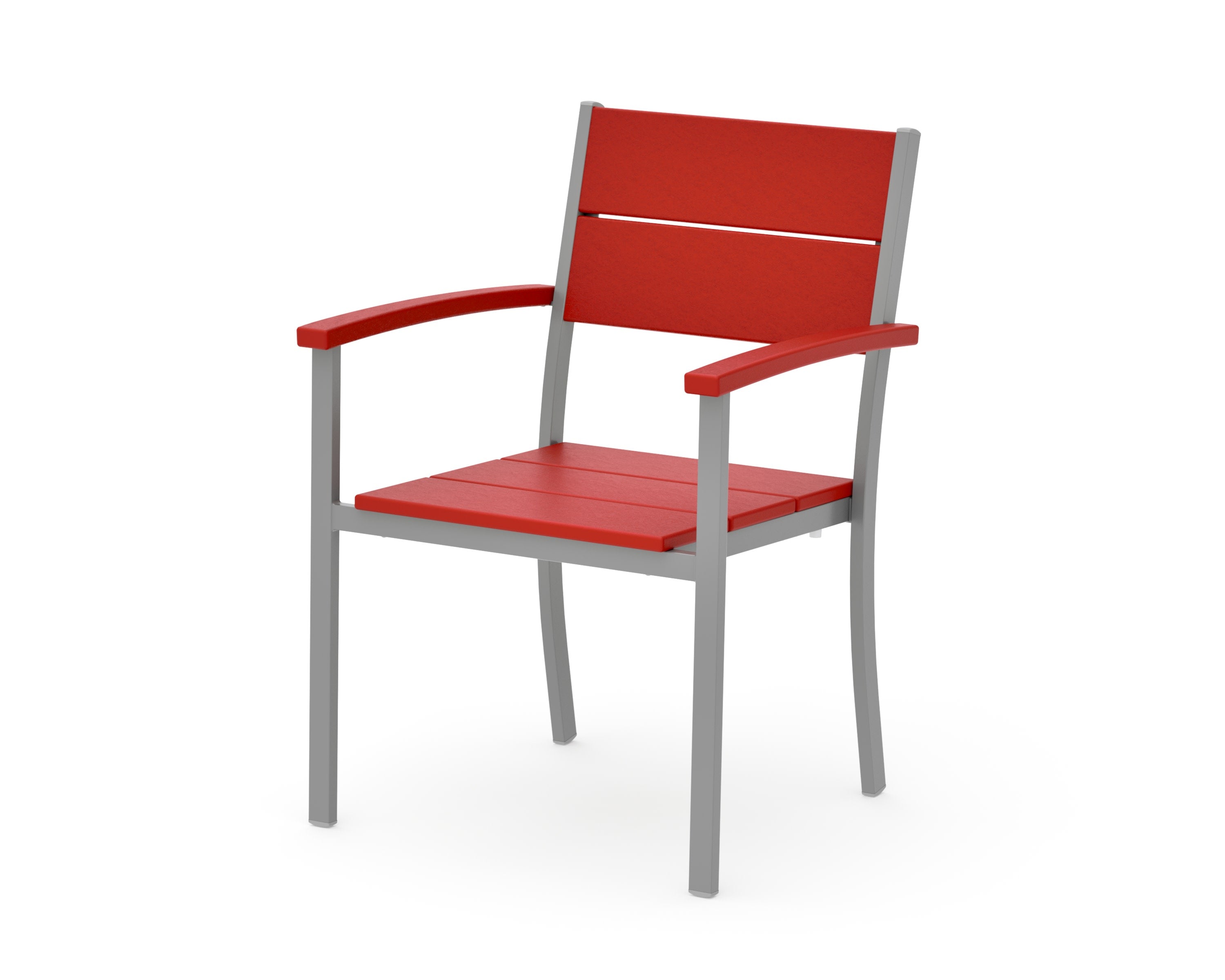 Main Street Stacking Dining Arm Chair in Silver / Sunset Red
