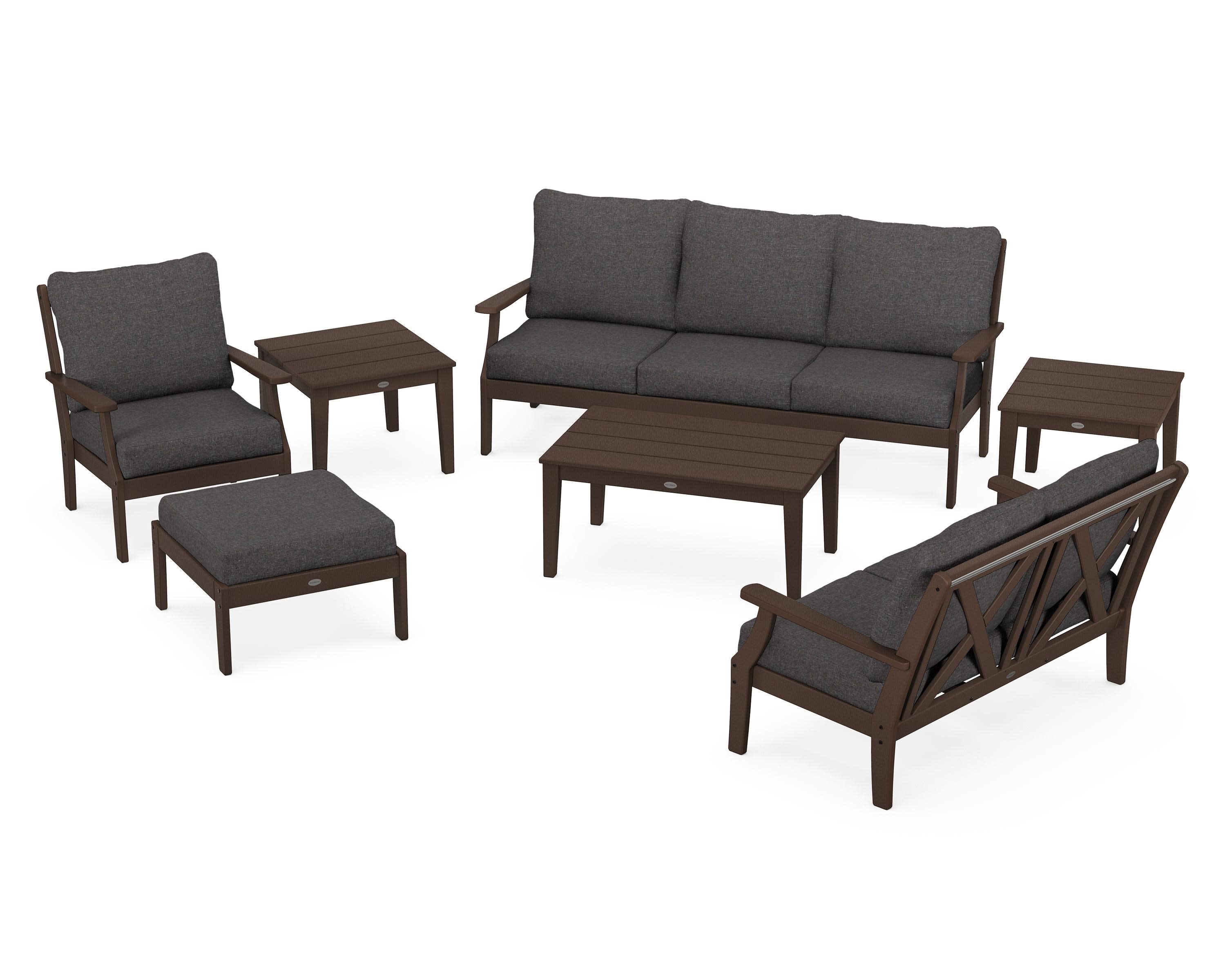 Braxton 7-Piece Deep Seating Set in Mahogany / Ash Charcoal