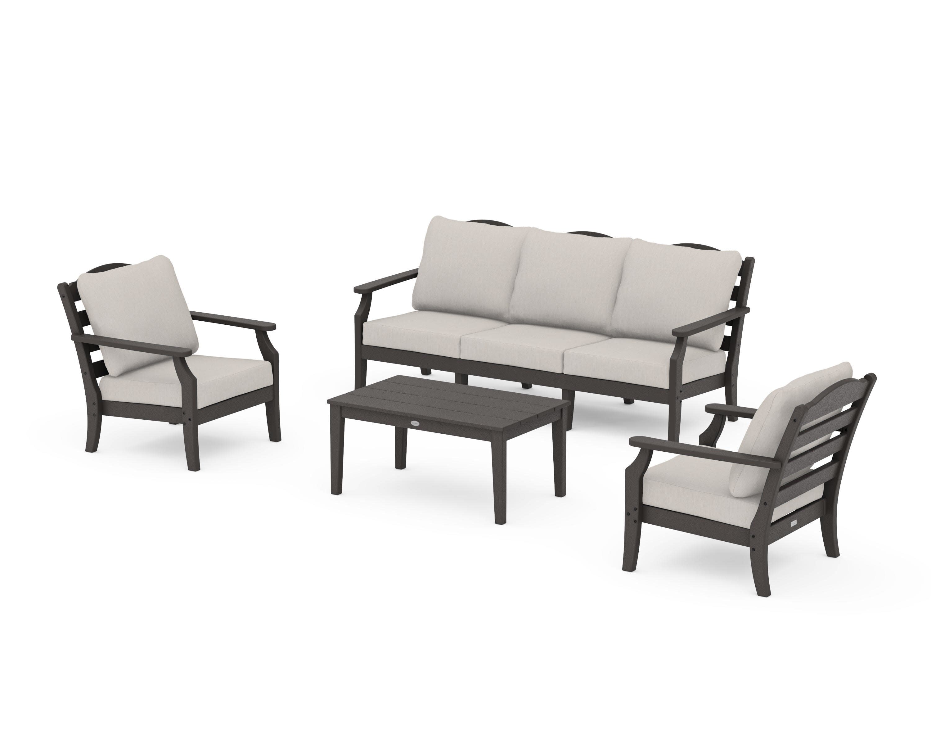 Savannah 4-Piece Deep Seating Set with Sofa in Vintage Coffee / Cast Ash