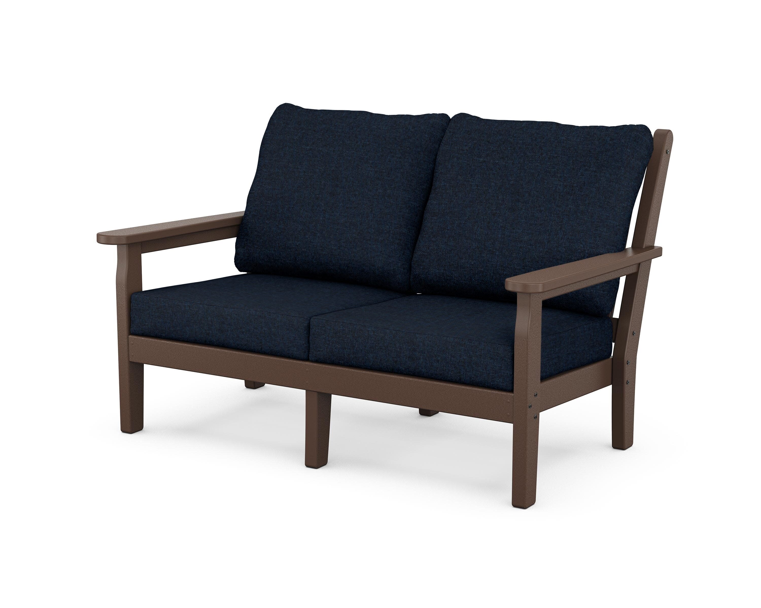 Chippendale Deep Seating Loveseat in Mahogany / Marine Indigo