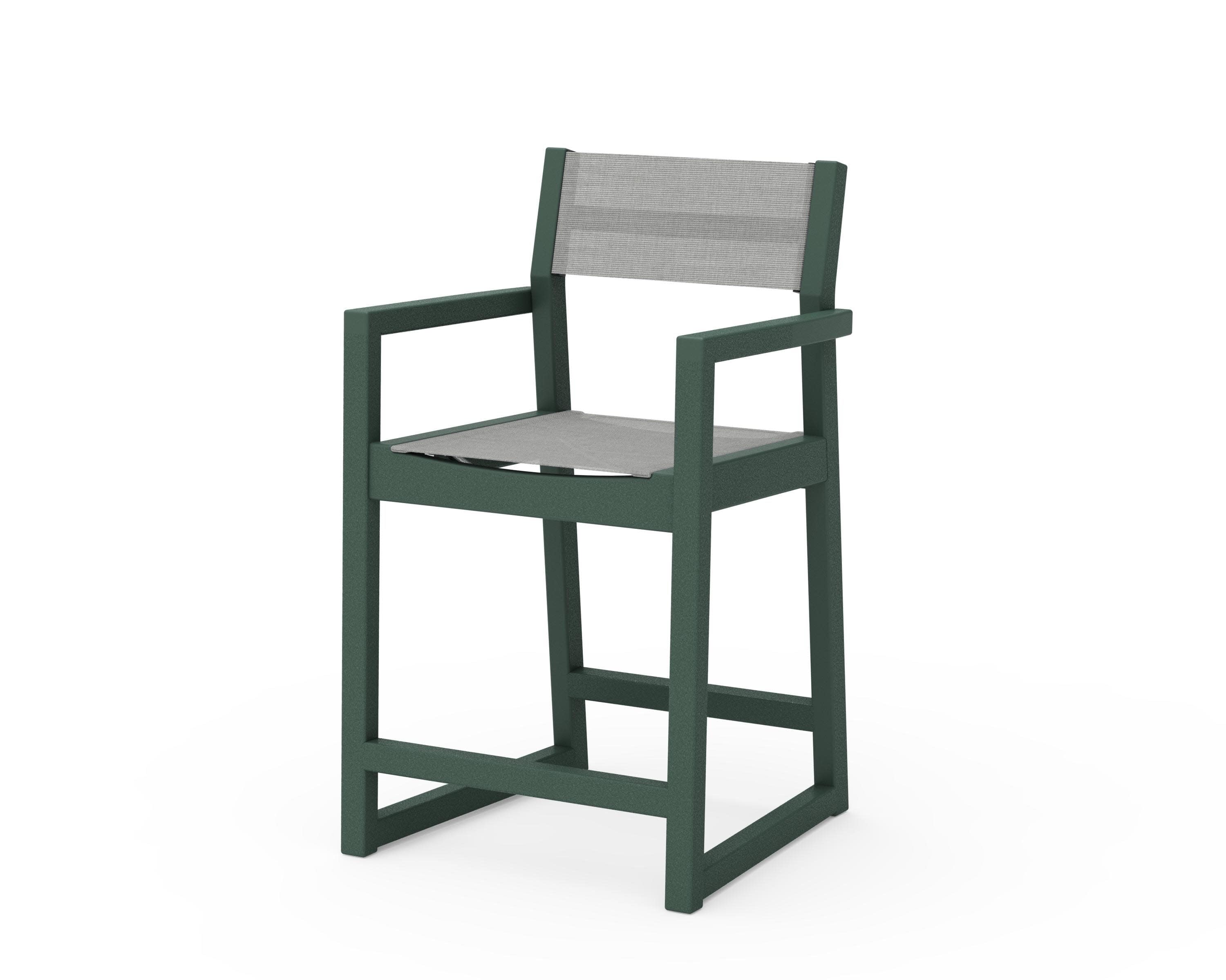 EDGE Sling Counter Arm Chair in Green / Metallic Sling