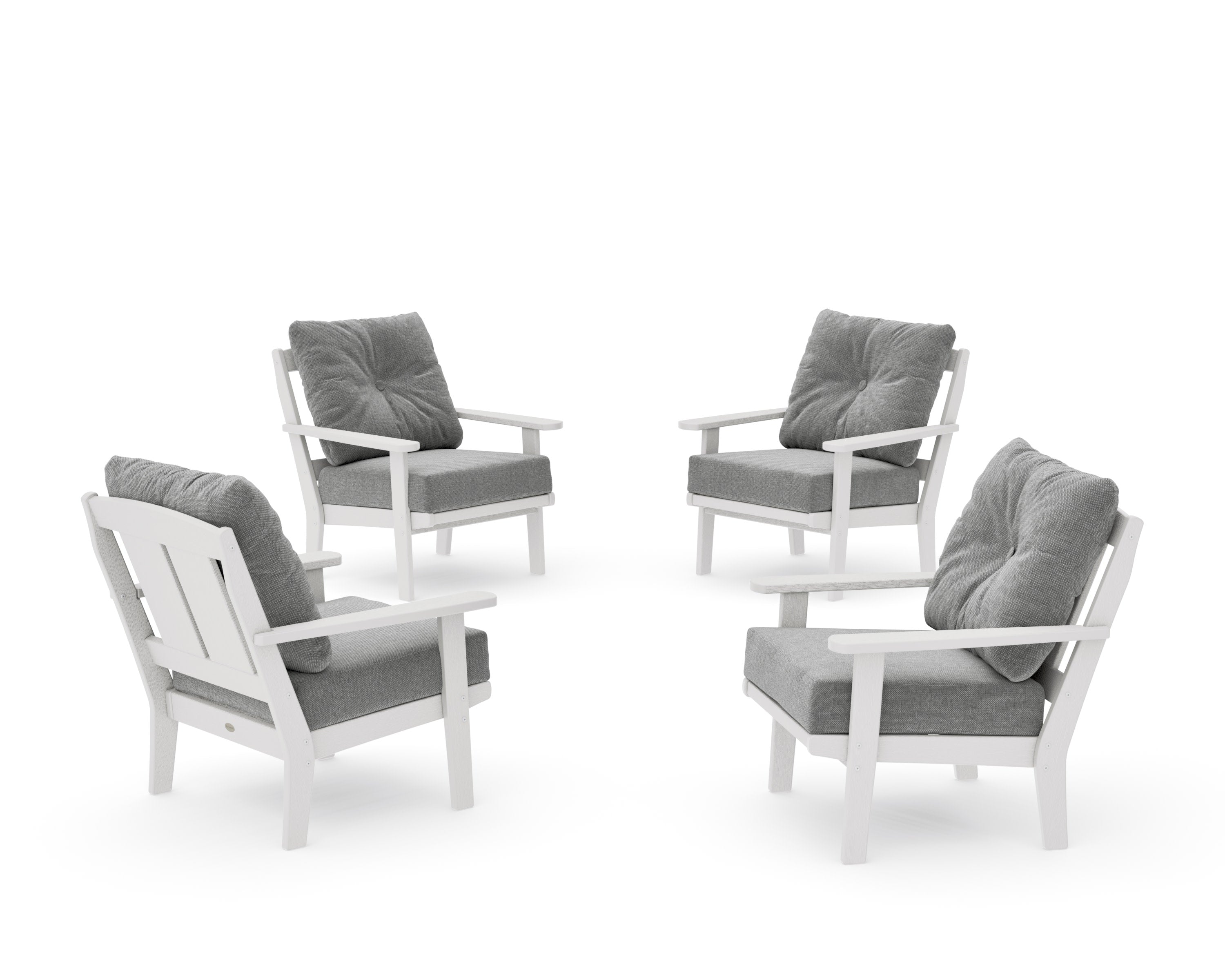 Mission 5-Piece Deep Seating Set with Fire Pit Table in Vintage White / Grey Mist