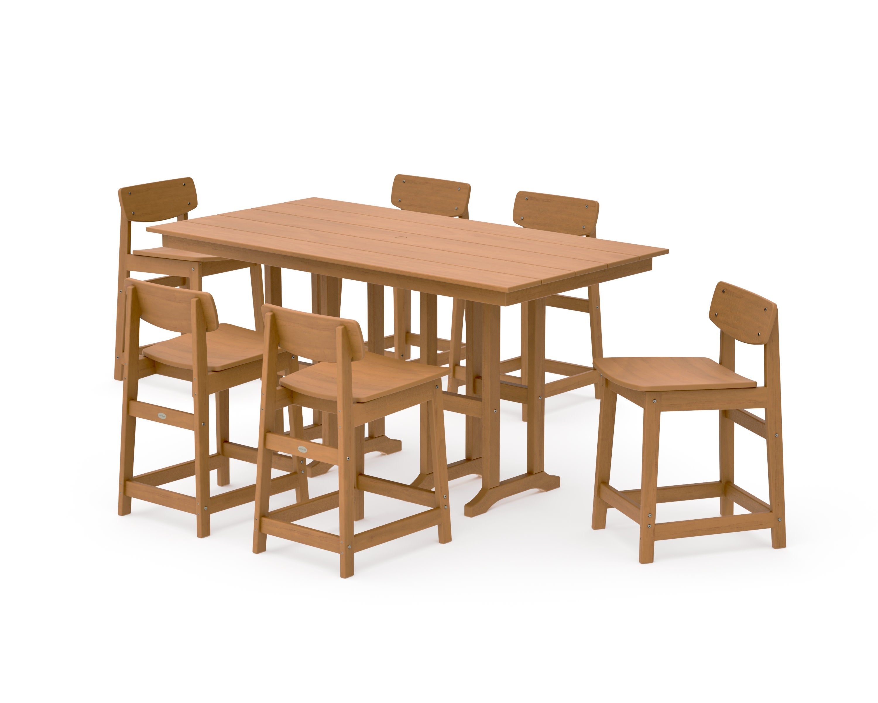 Modern Studio Urban Lowback Counter Chair 7-Piece Set in Natural