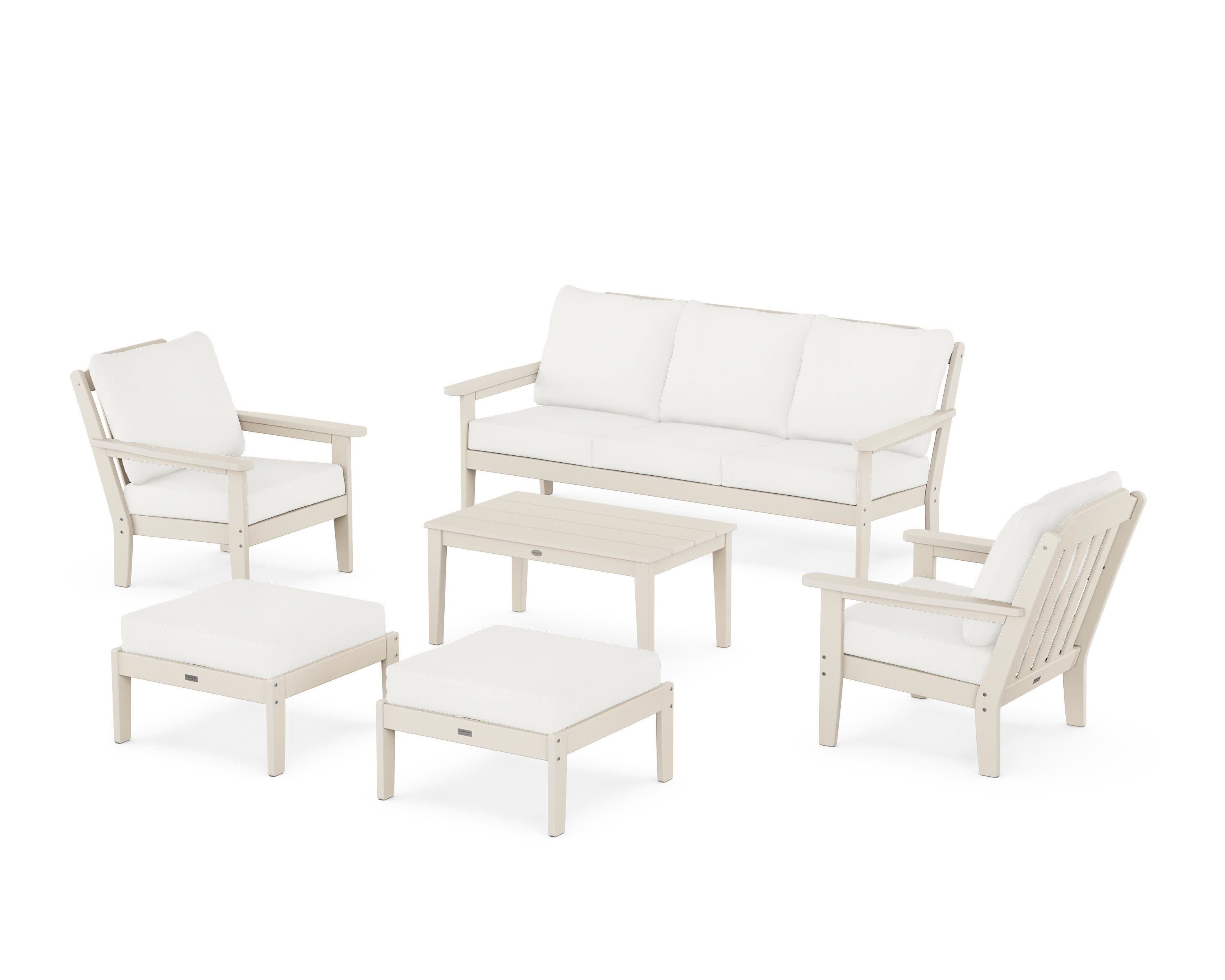 Cottage 6-Piece Lounge Sofa Set in Sand / Natural Linen