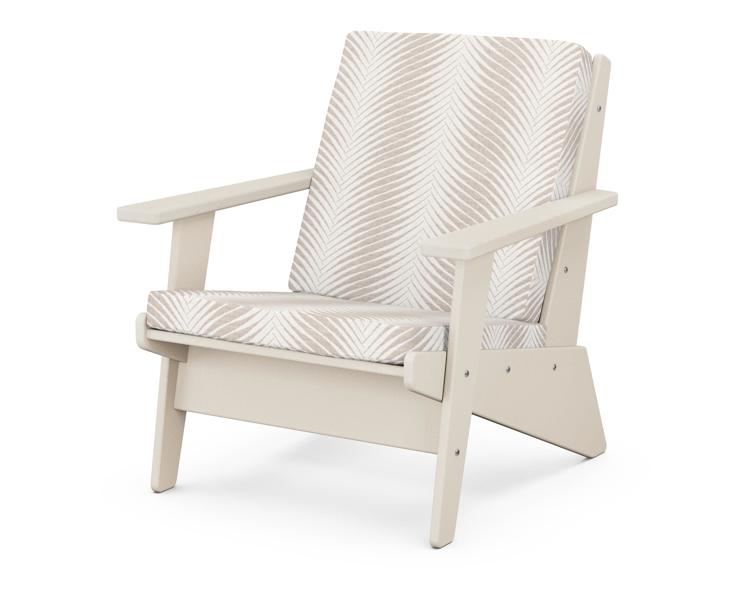 Riviera Modern Lounge Chair in Sand / Clock Out Cloud