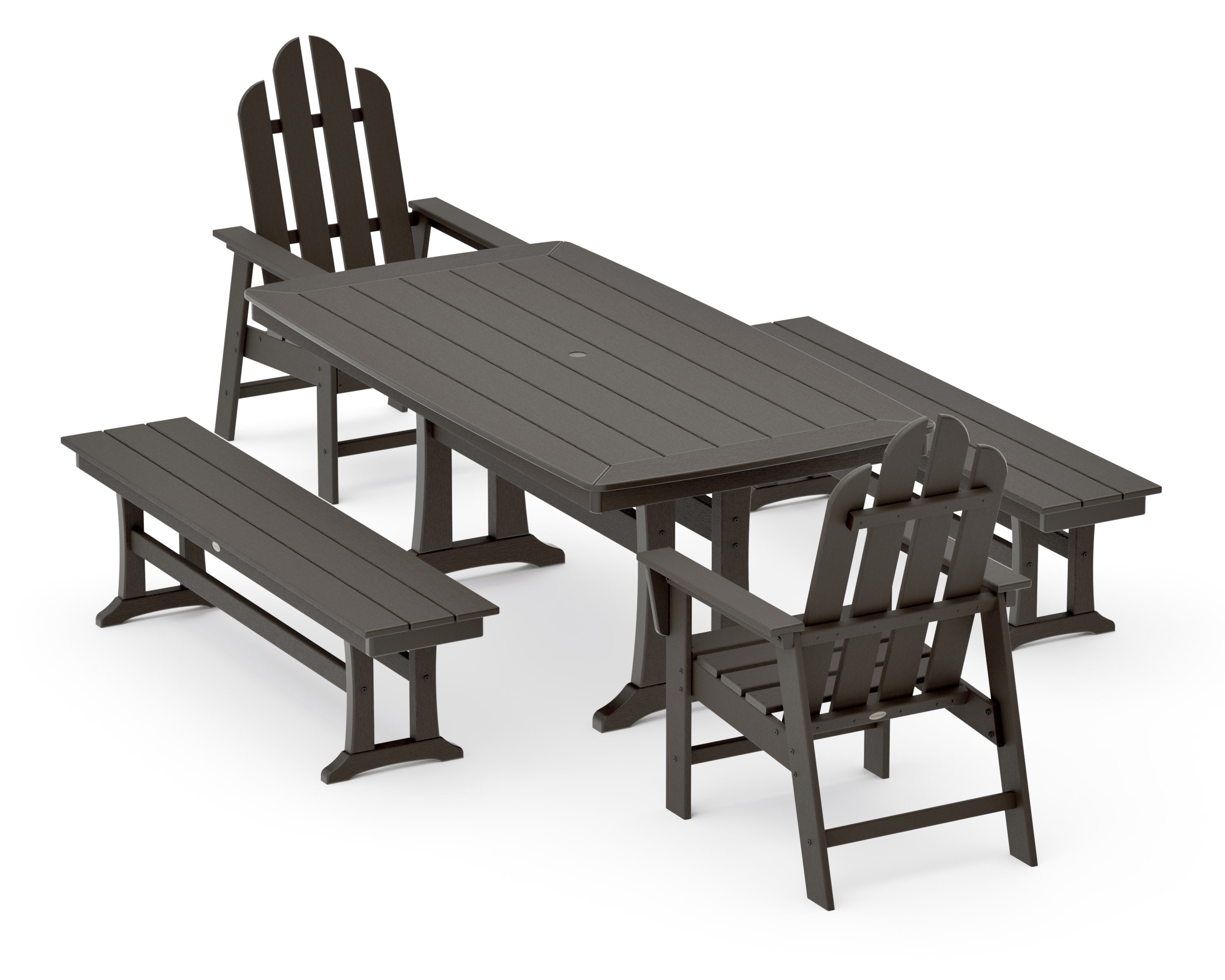 Long Island 5-Piece Dining Set with Trestle Legs in Vintage Coffee
