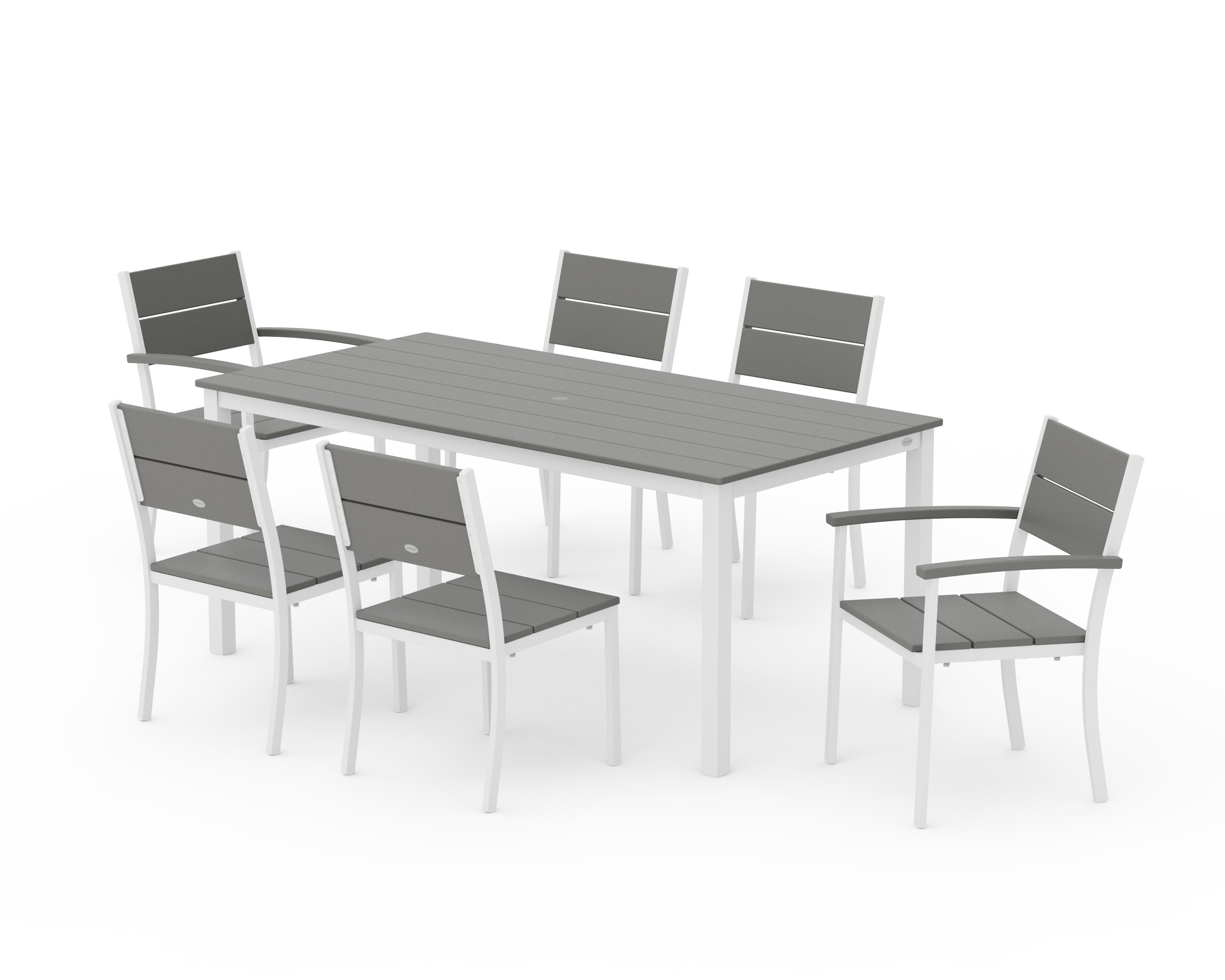 Main Street 7-Piece Dining Set in White / Slate Grey