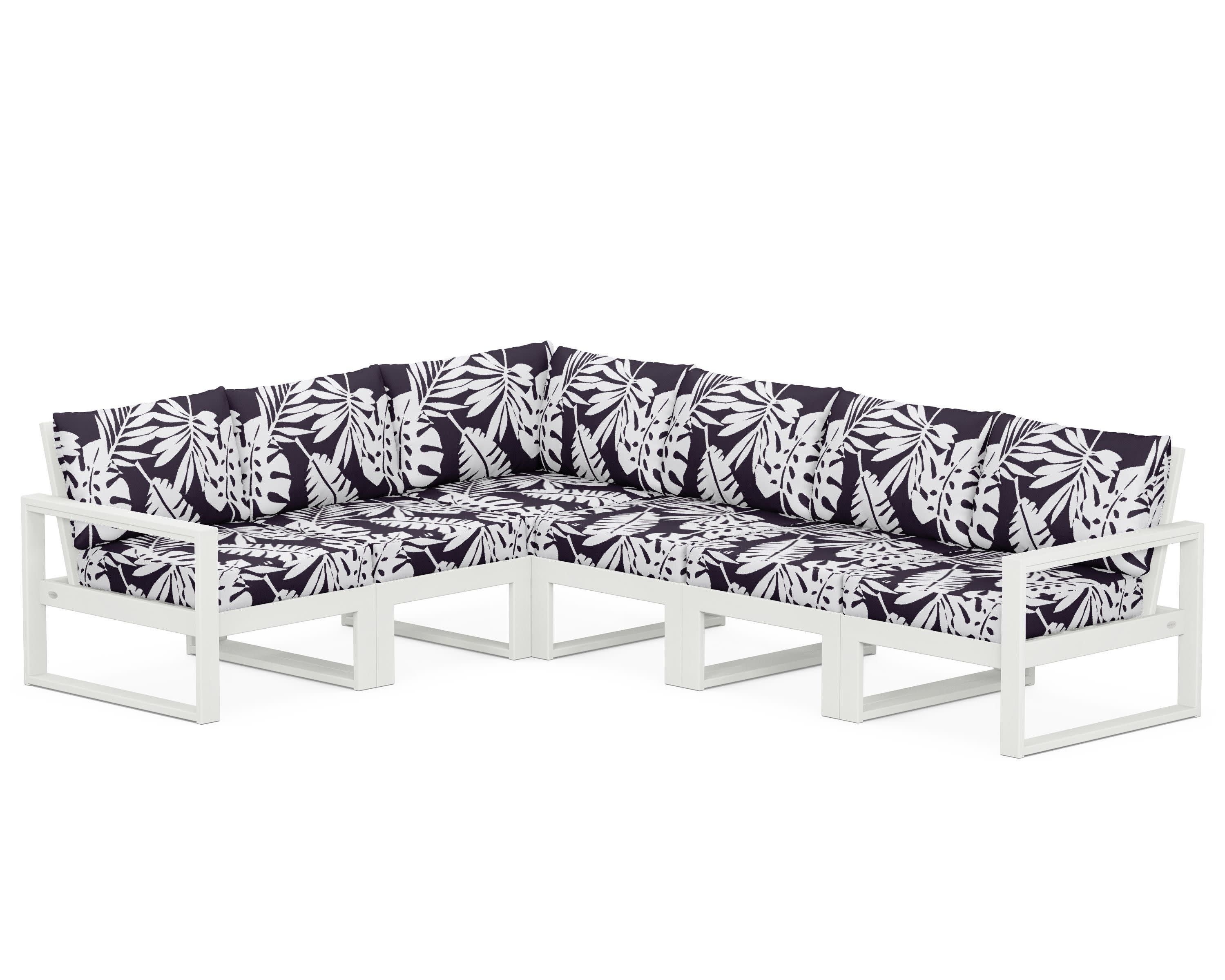 EDGE 6-Piece Modular Deep Seating Set in Vintage White / Leaf Navy
