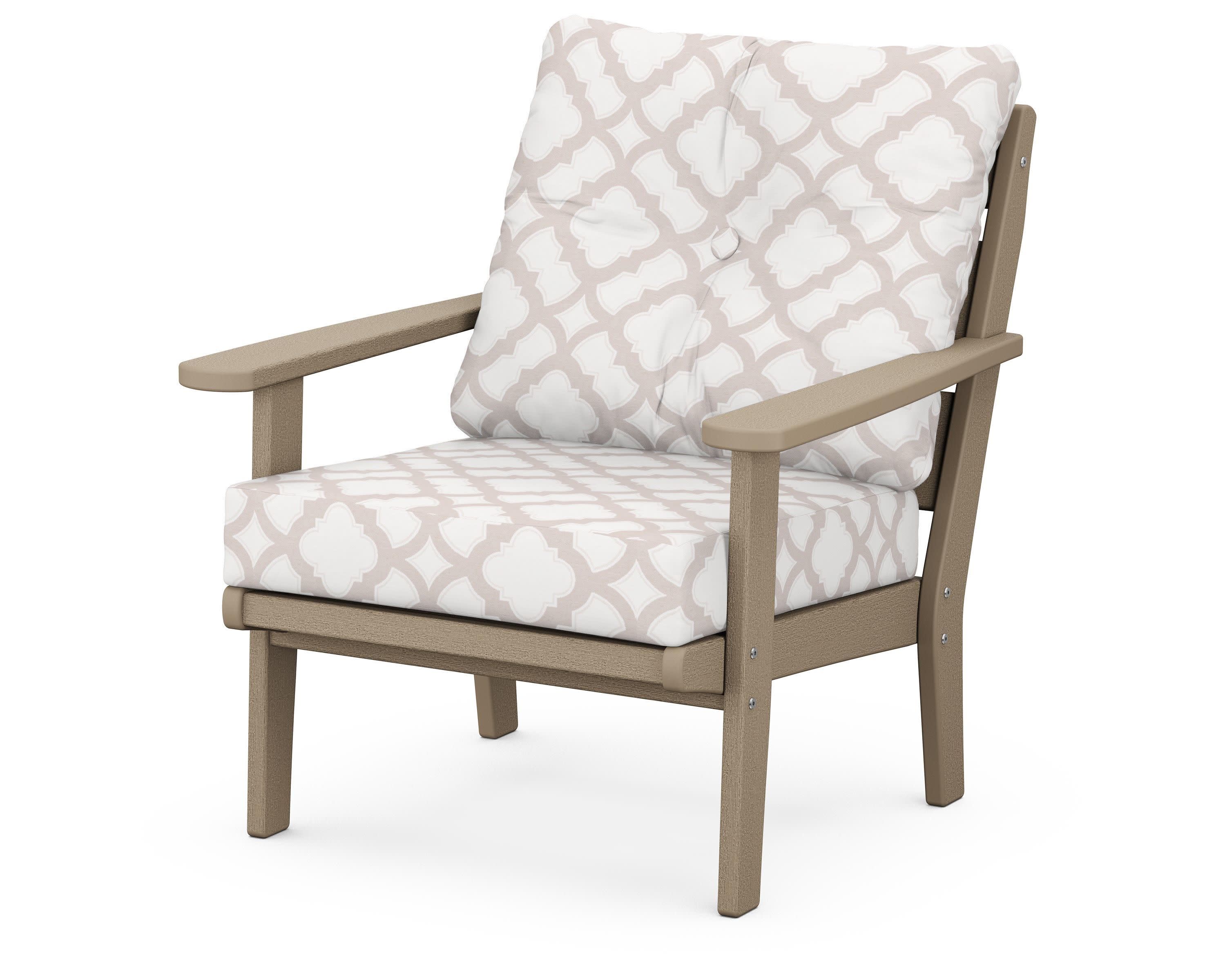 Lakeside Deep Seating Chair in Vintage Sahara / Trellis Dune Burlap