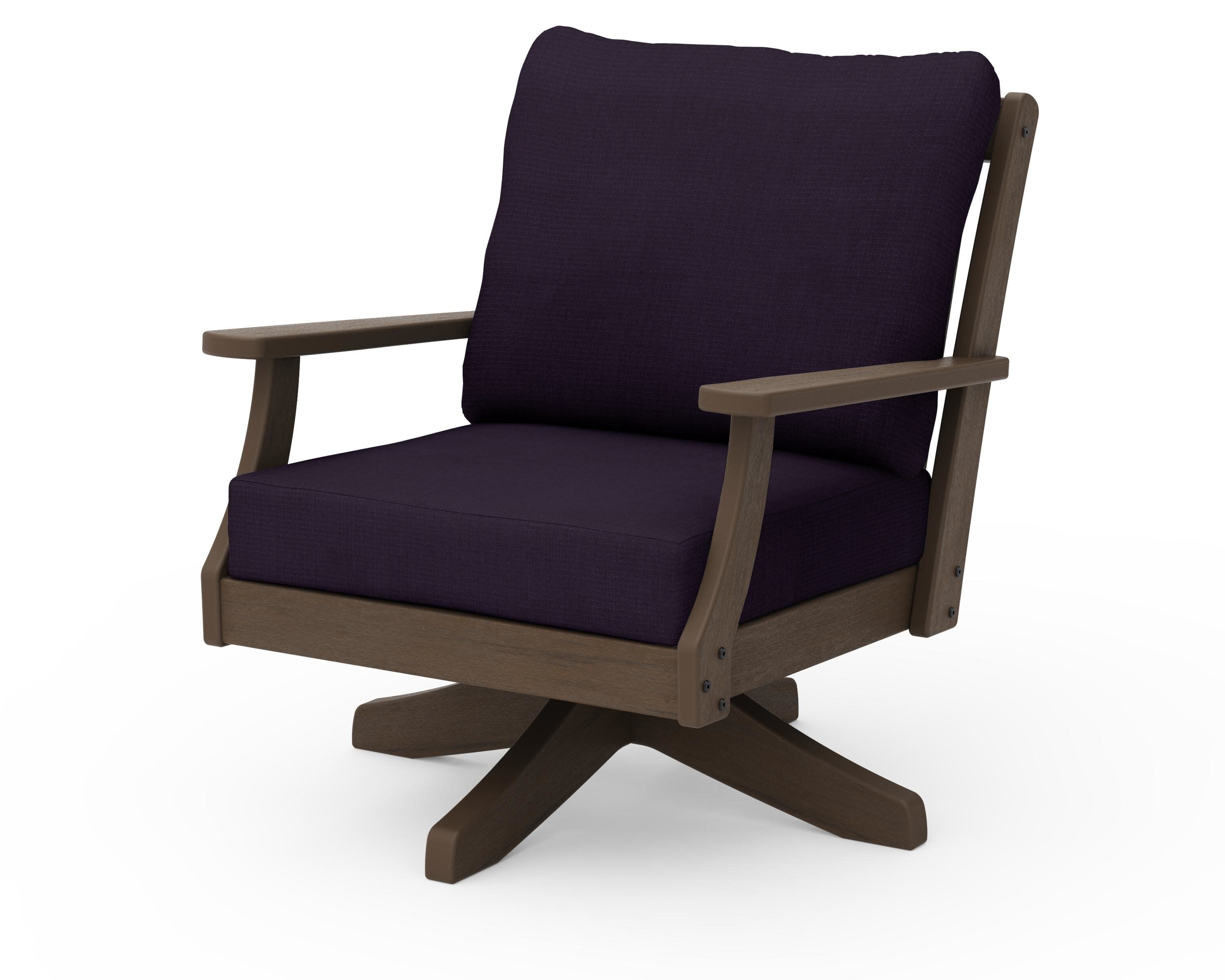 Braxton Deep Seating Swivel Chair in Kona / Navy Linen
