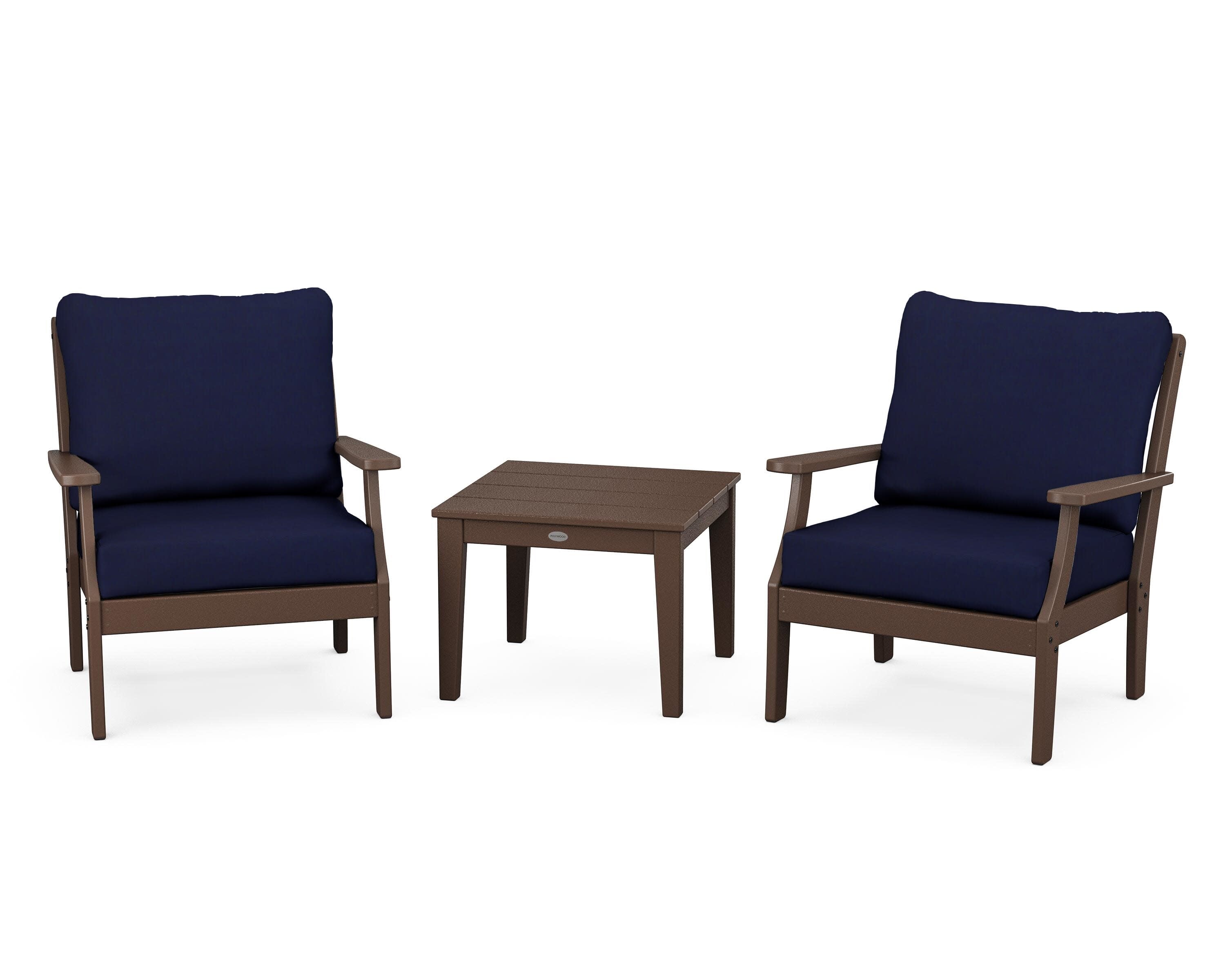 Braxton 3-Piece Deep Seating Set in Mahogany / Navy
