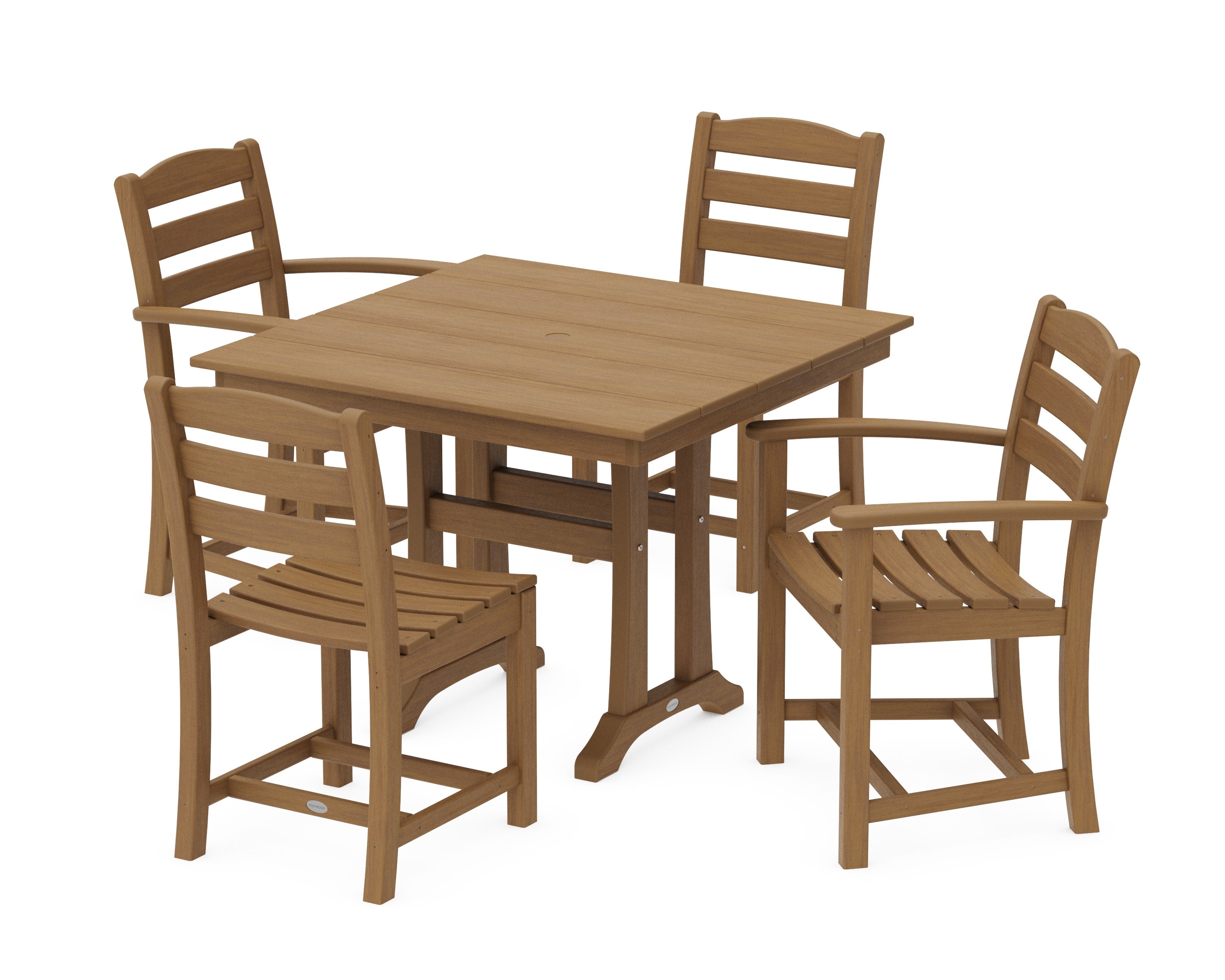 La Casa Caf 5-Piece Farmhouse Dining Set with Trestle Legs in Natural