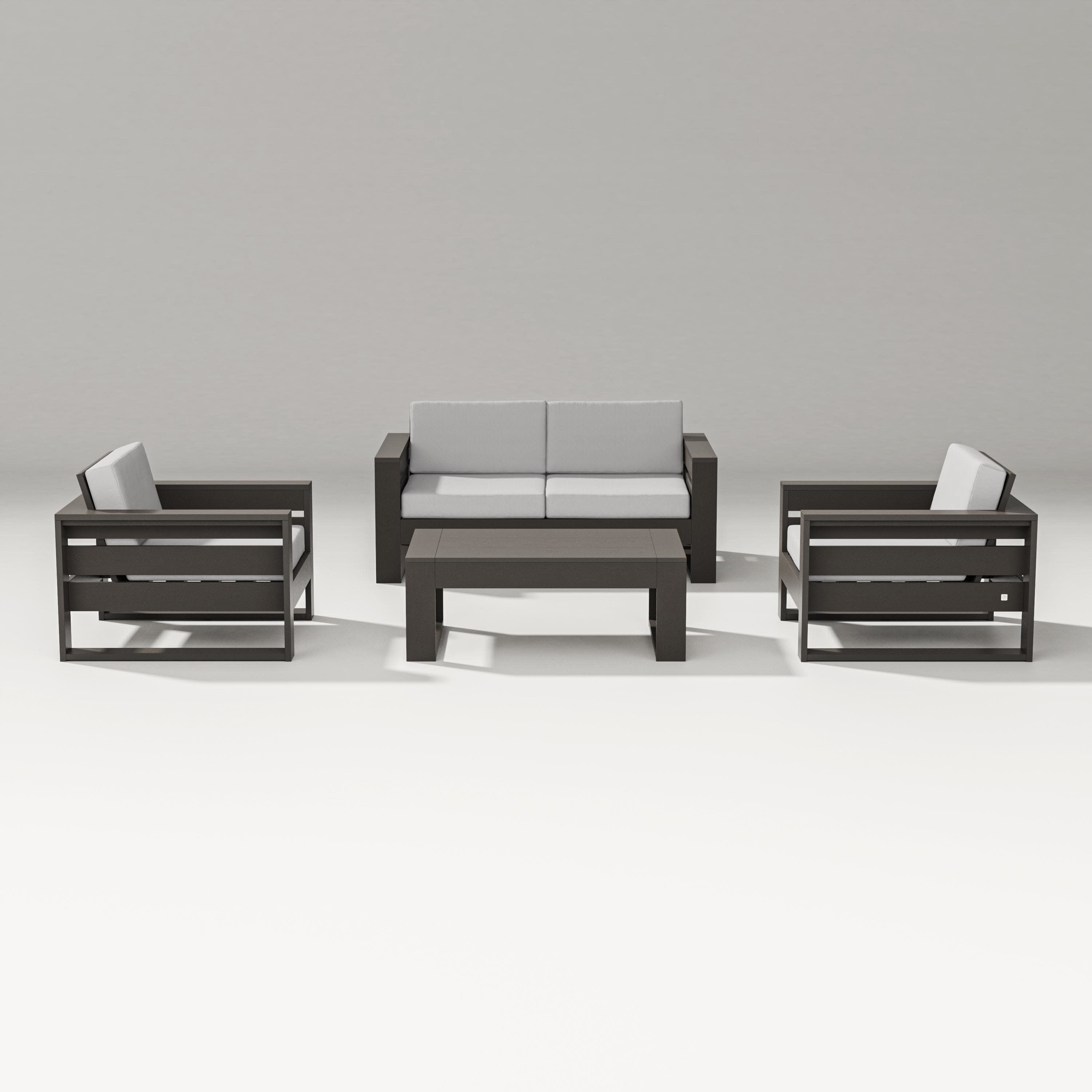 Latitude 4-Piece Lounge Loveseat Set in Vintage Coffee / Diamond in the Rough