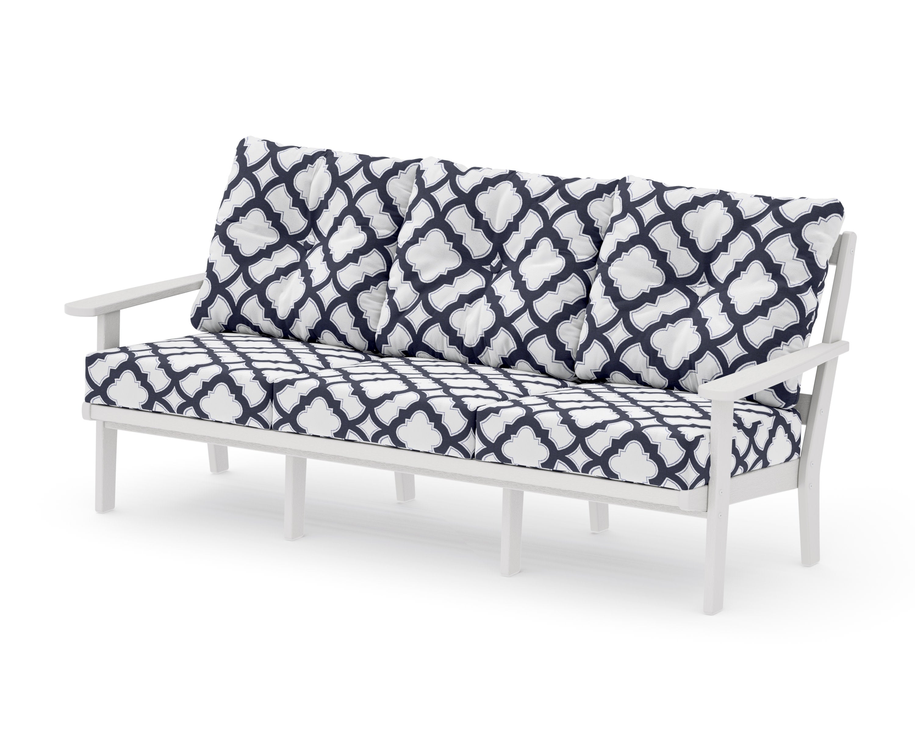 Mission Deep Seating Sofa in Vintage White / Trellis Navy