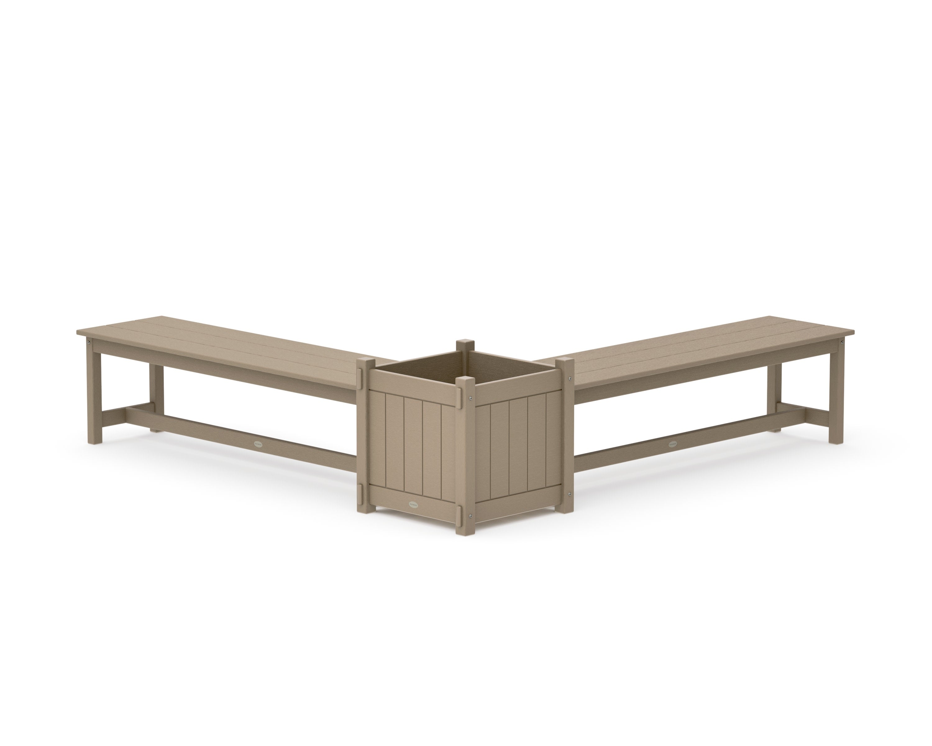 60" Vineyard L- Shaped Planter Bench Set- Large in Vintage Sahara