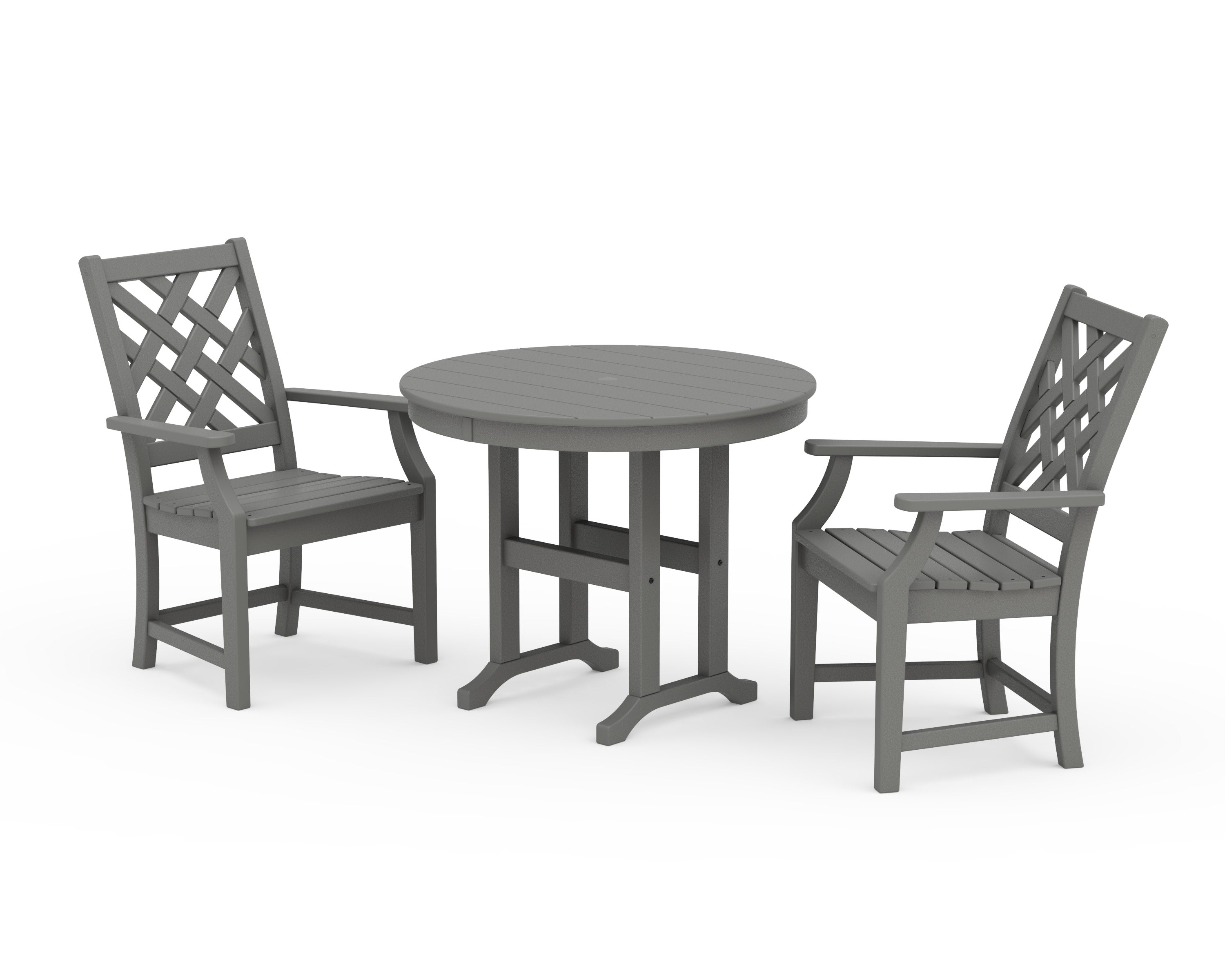 Wovendale 3-Piece Farmhouse Dining Set in Slate Grey