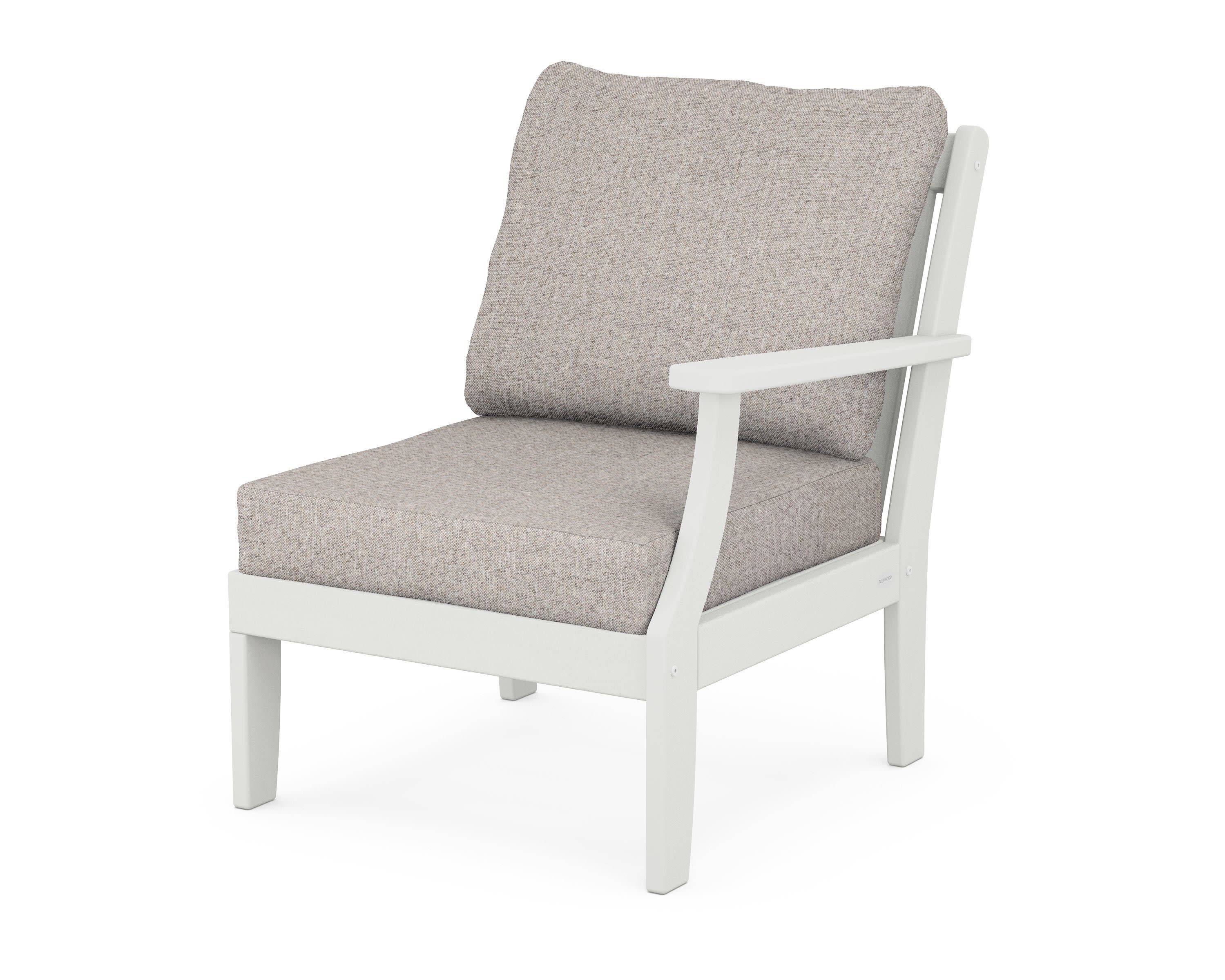 Braxton Modular Right Arm Chair in Vintage White / Weathered Tweed
