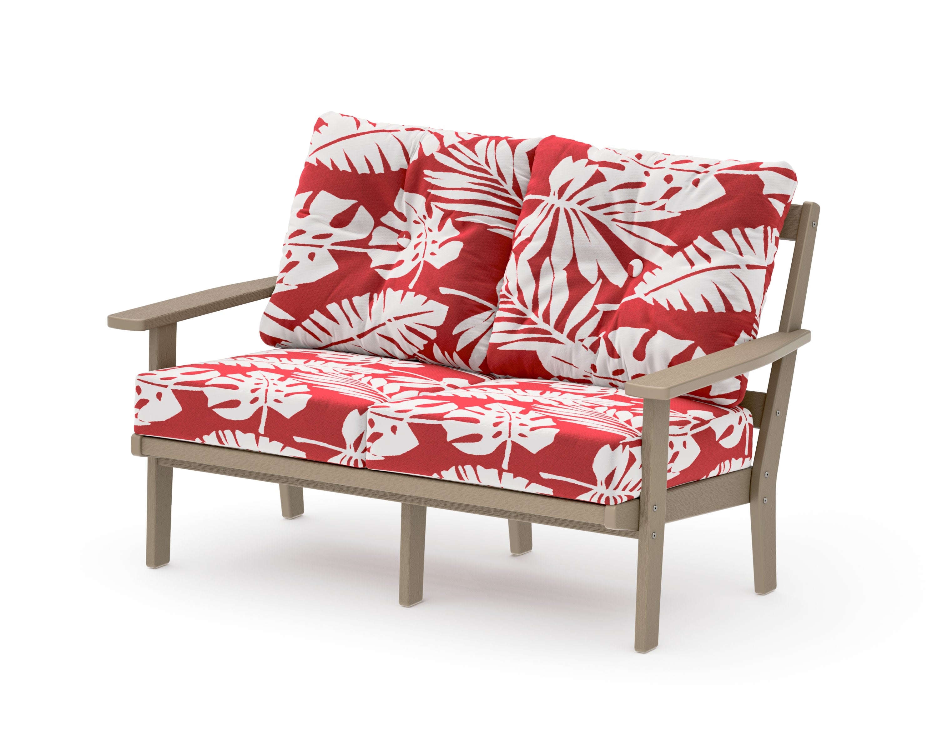 Prairie Deep SeatingLoveseat in Vintage Sahara / Leaf Crimson