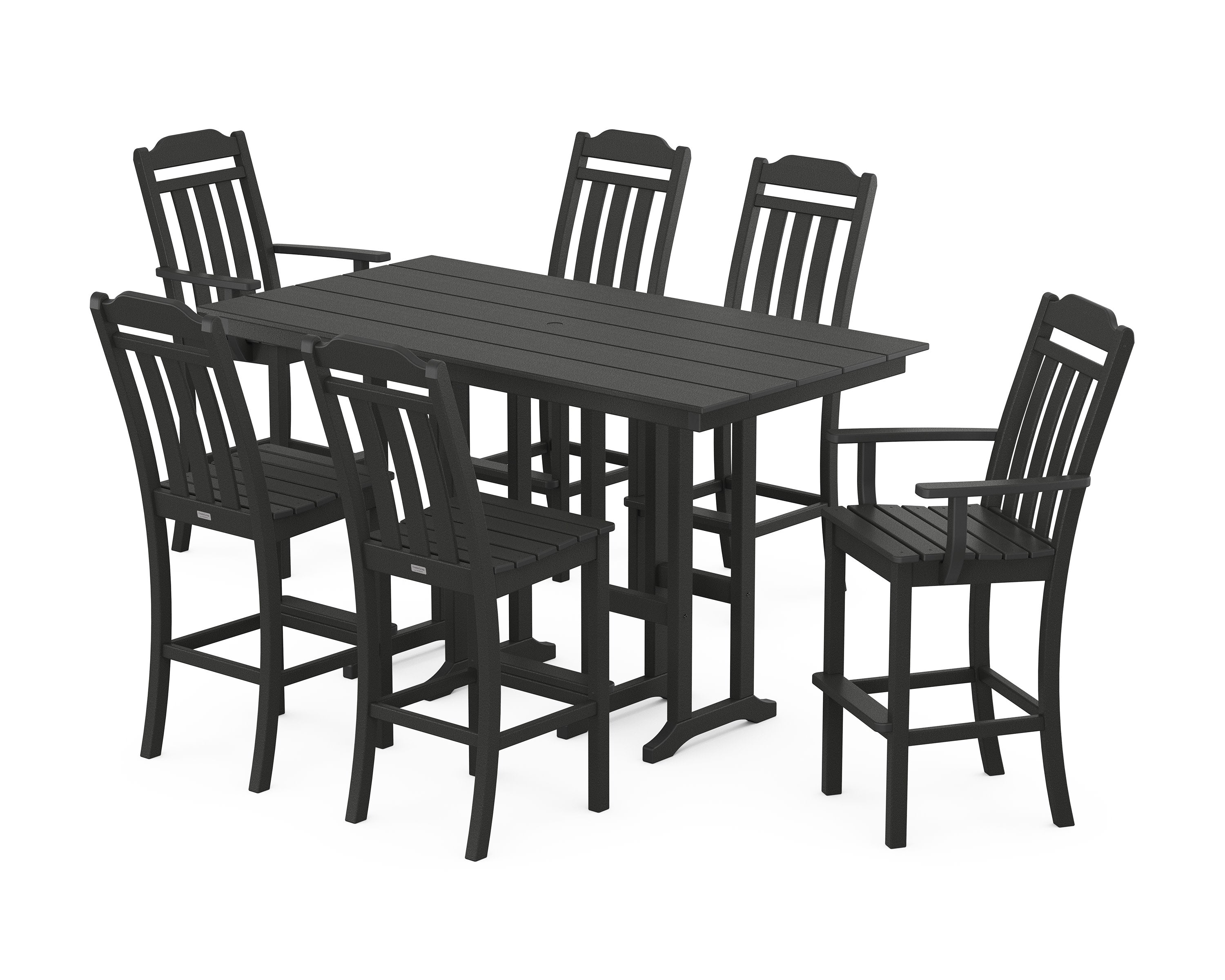 Cottage 7-Piece Farmhouse Bar Set in Black