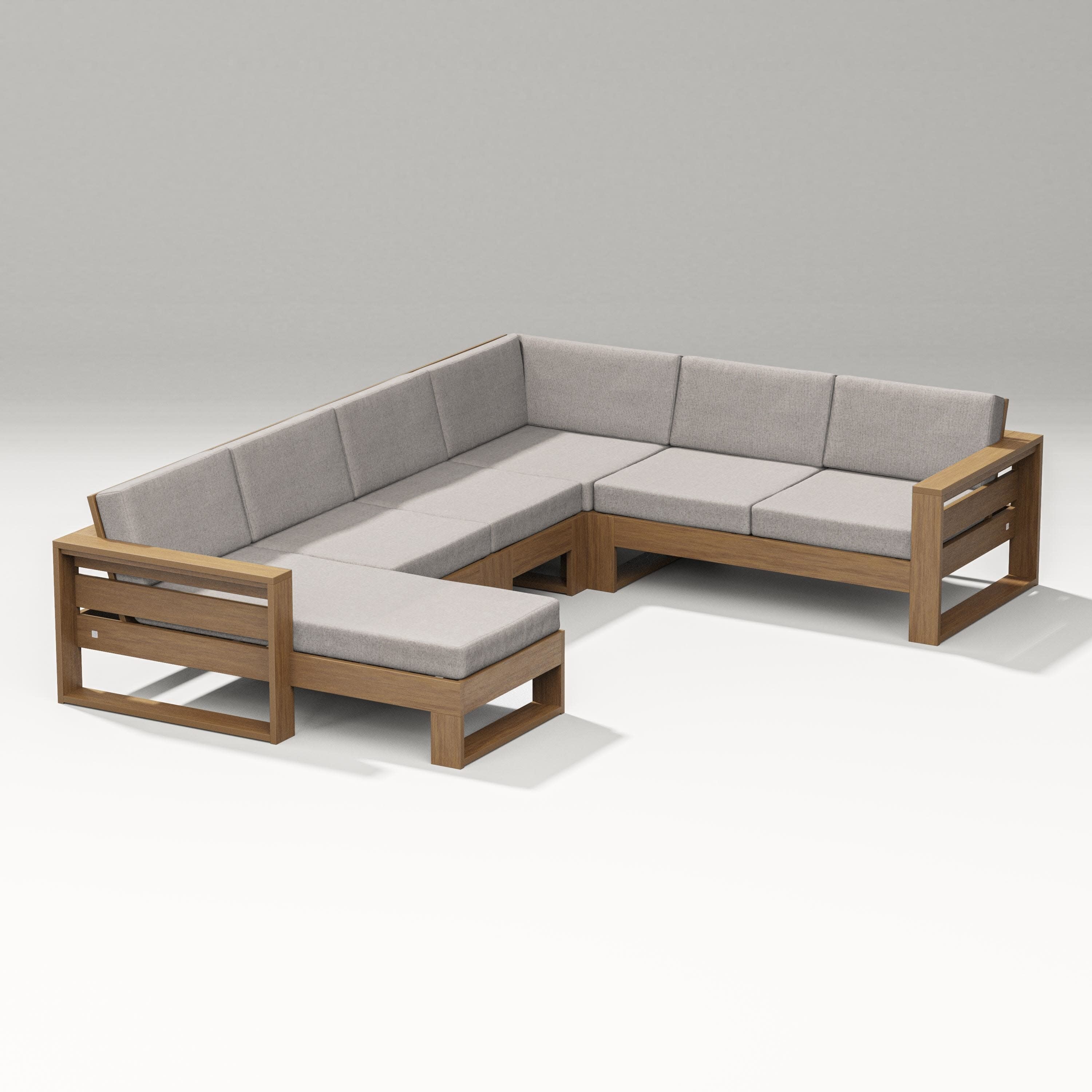 Latitude Corner Sectional with Left Chaise in Natural / Weathered Tweed