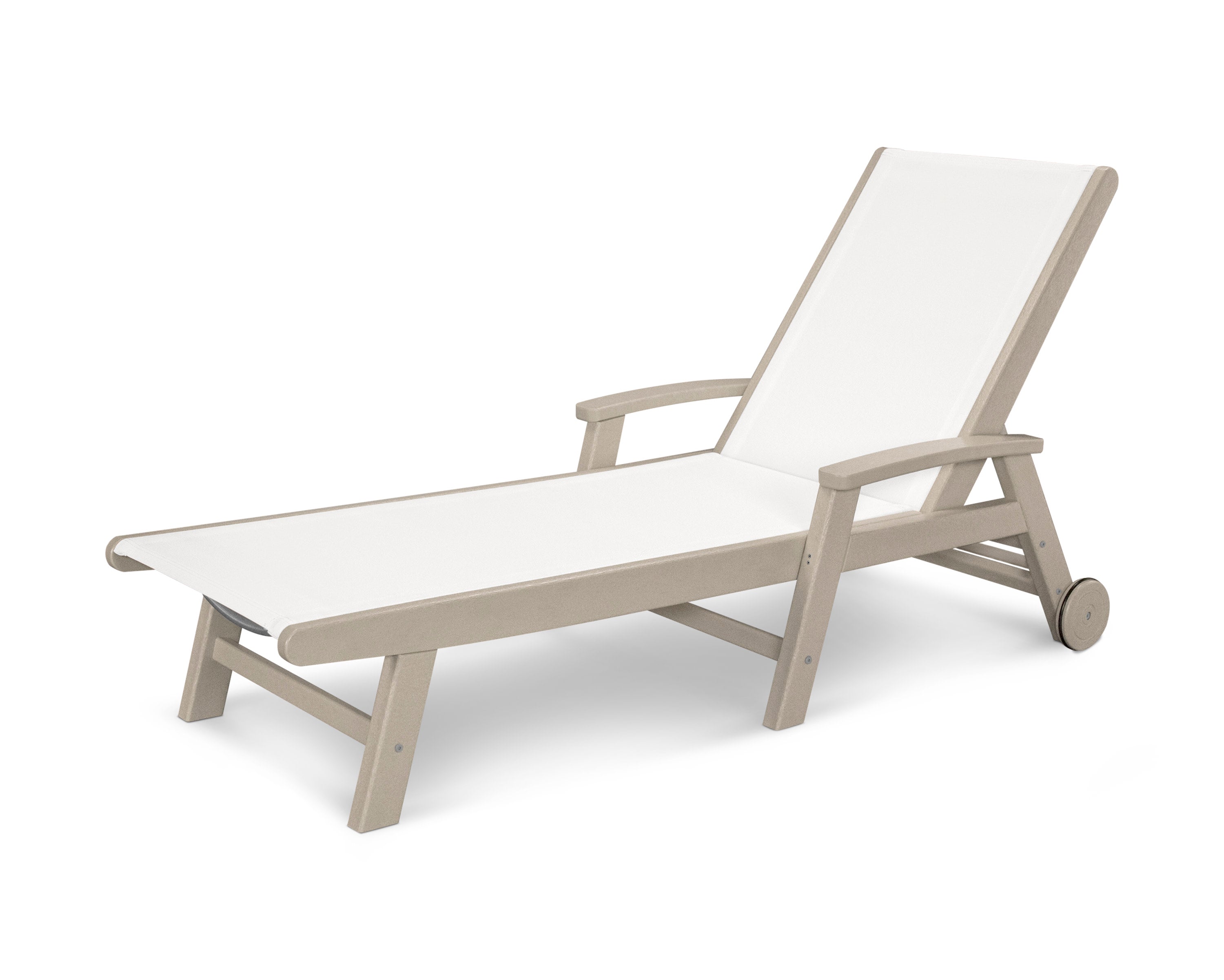 Coastal Chaise with Wheels in Sand / White Sling