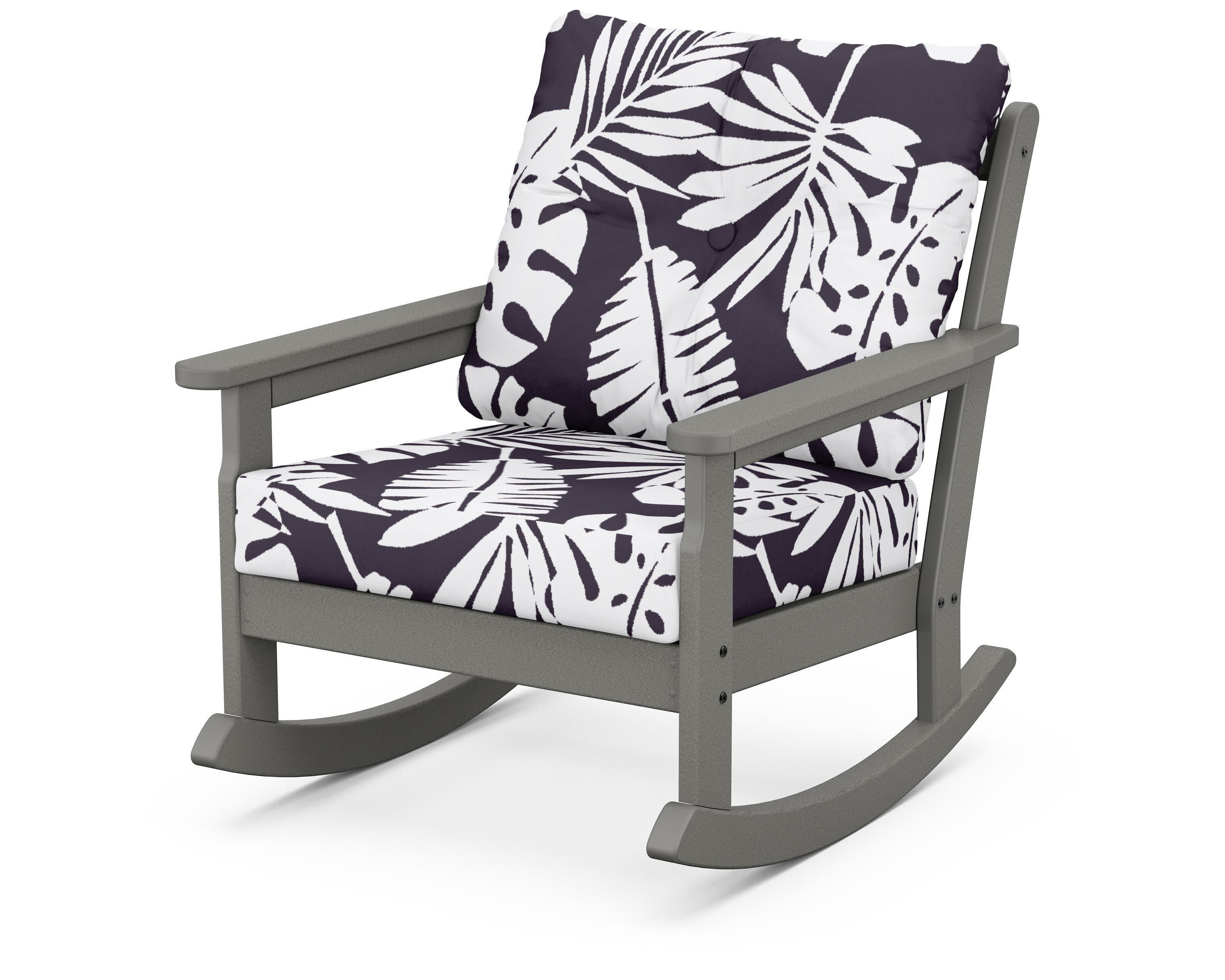 Vineyard Deep Seating Rocking Chair in Slate Grey / Leaf Navy