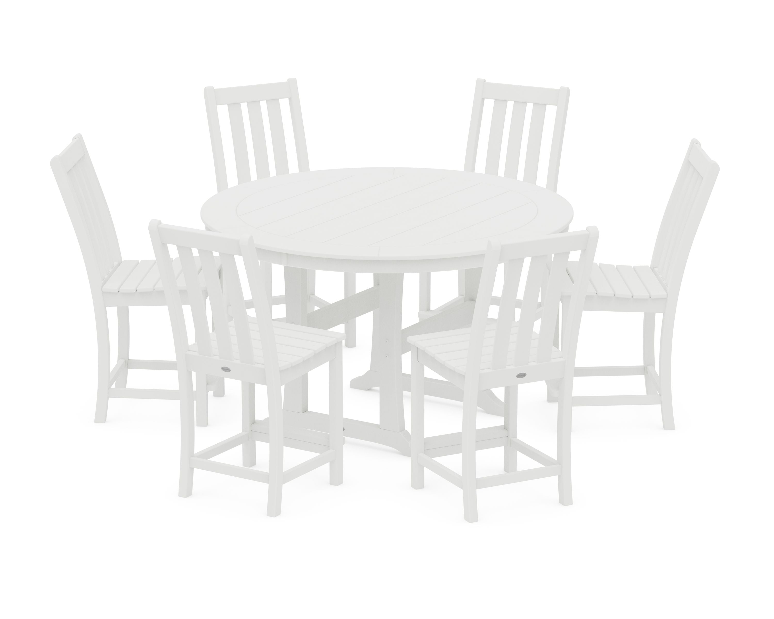 Vineyard 7-Piece Side Chair Round Counter Set in White