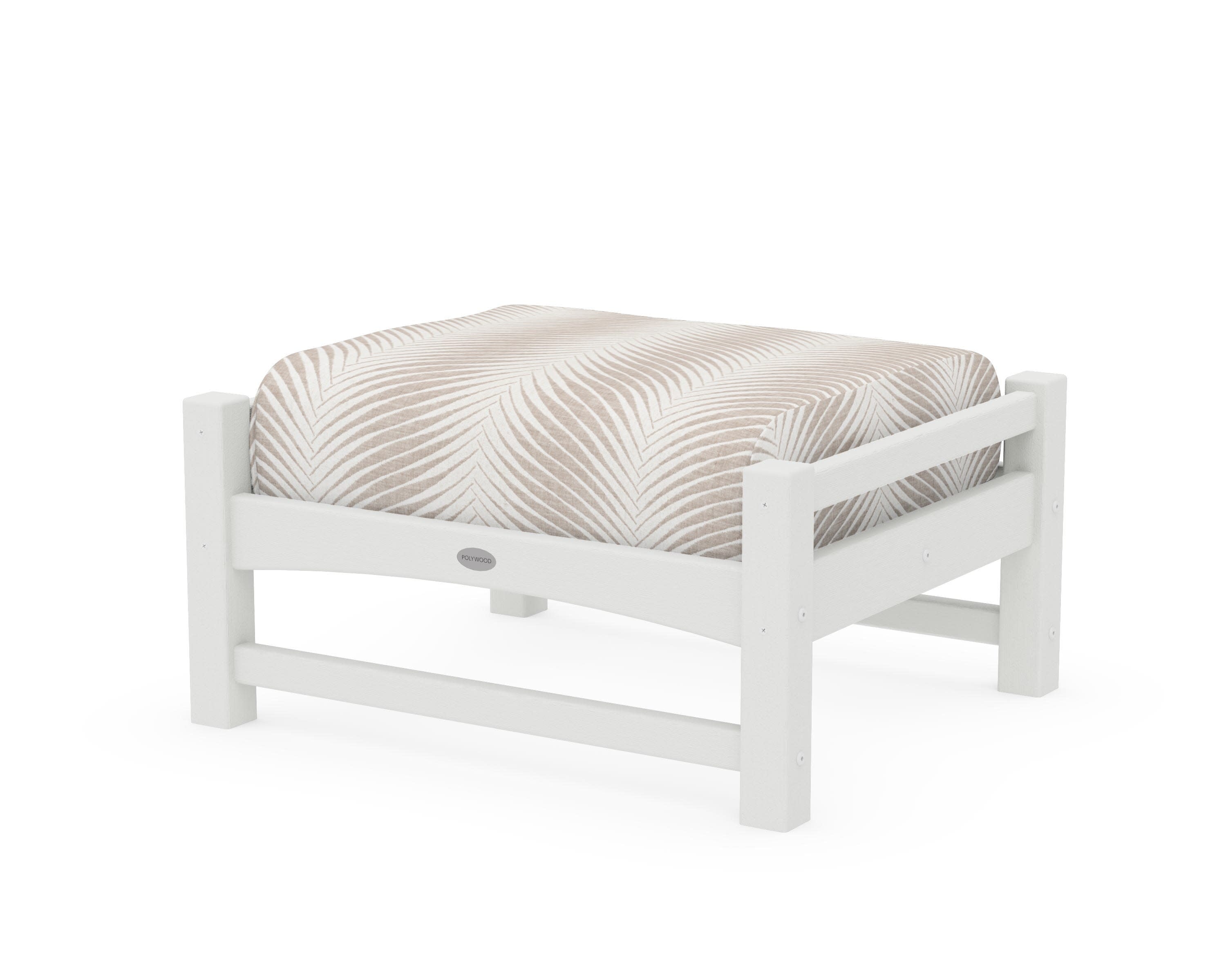 Club Ottoman in Vintage White / Clock Out Cloud
