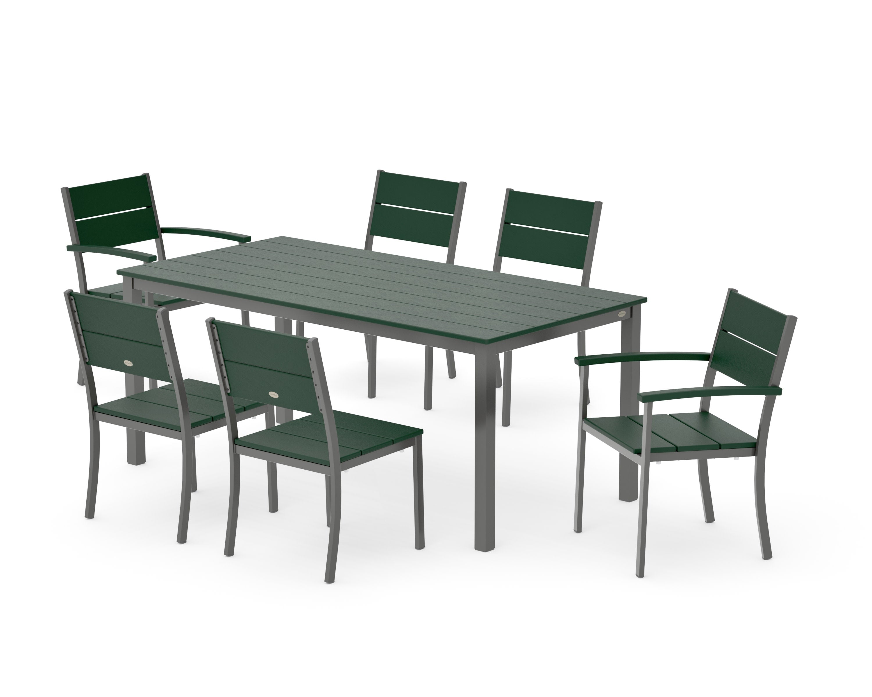 Main Street 7-Piece Dining Set in Charcoal / Green