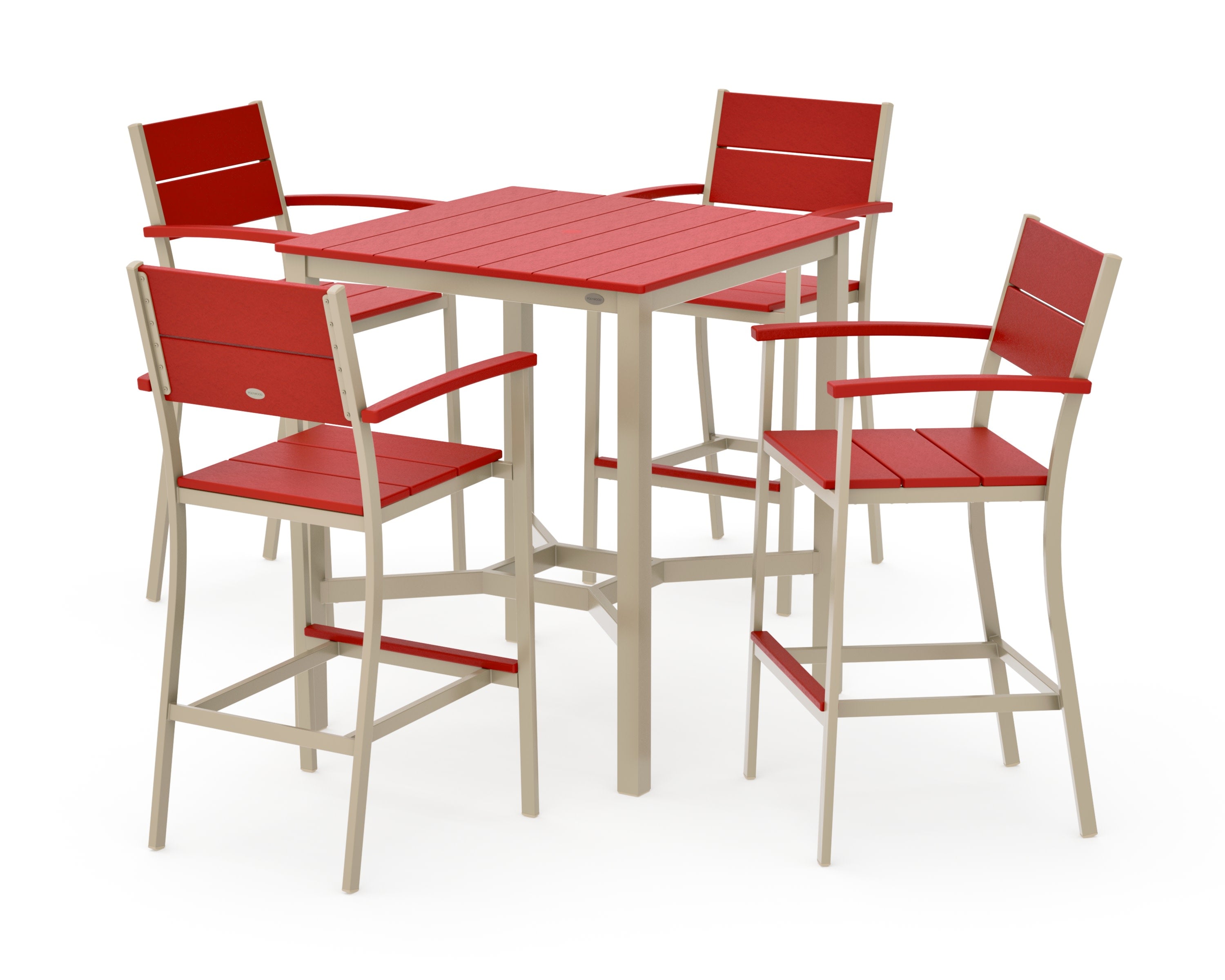 Main Street 5-Piece Bar Set in Sand / Sunset Red
