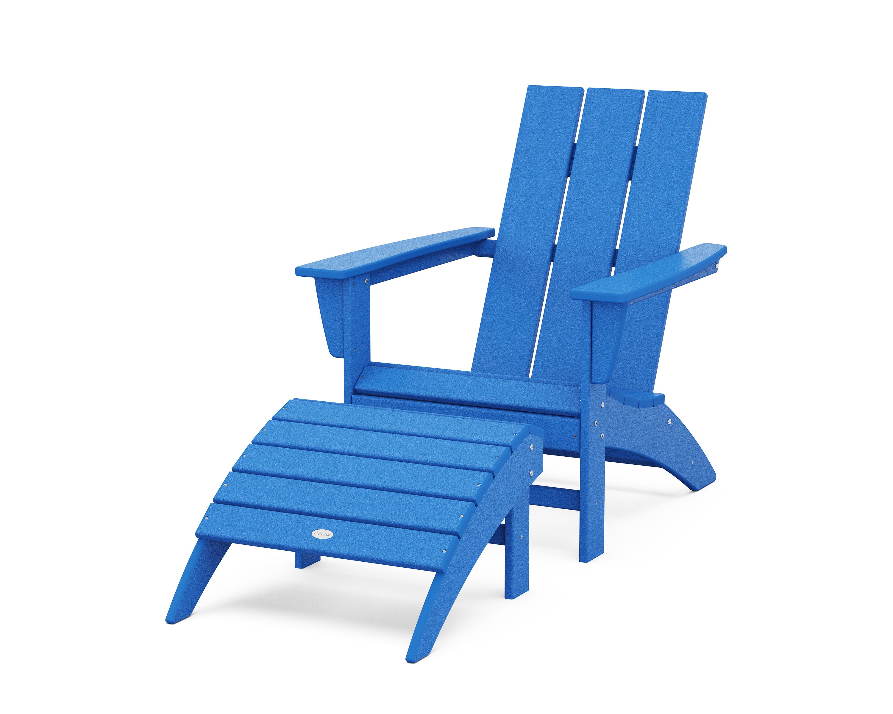 Modern Adirondack Chair 2-Piece Set with Ottoman in Pacific Blue