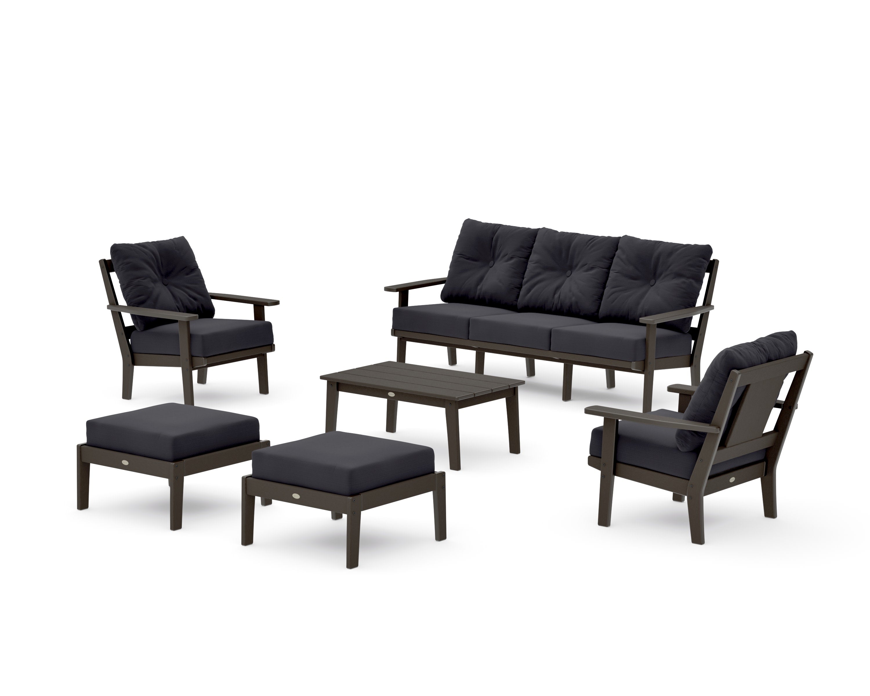 Prairie 6-Piece Lounge Sofa Set in Vintage Coffee / Midnight Linen