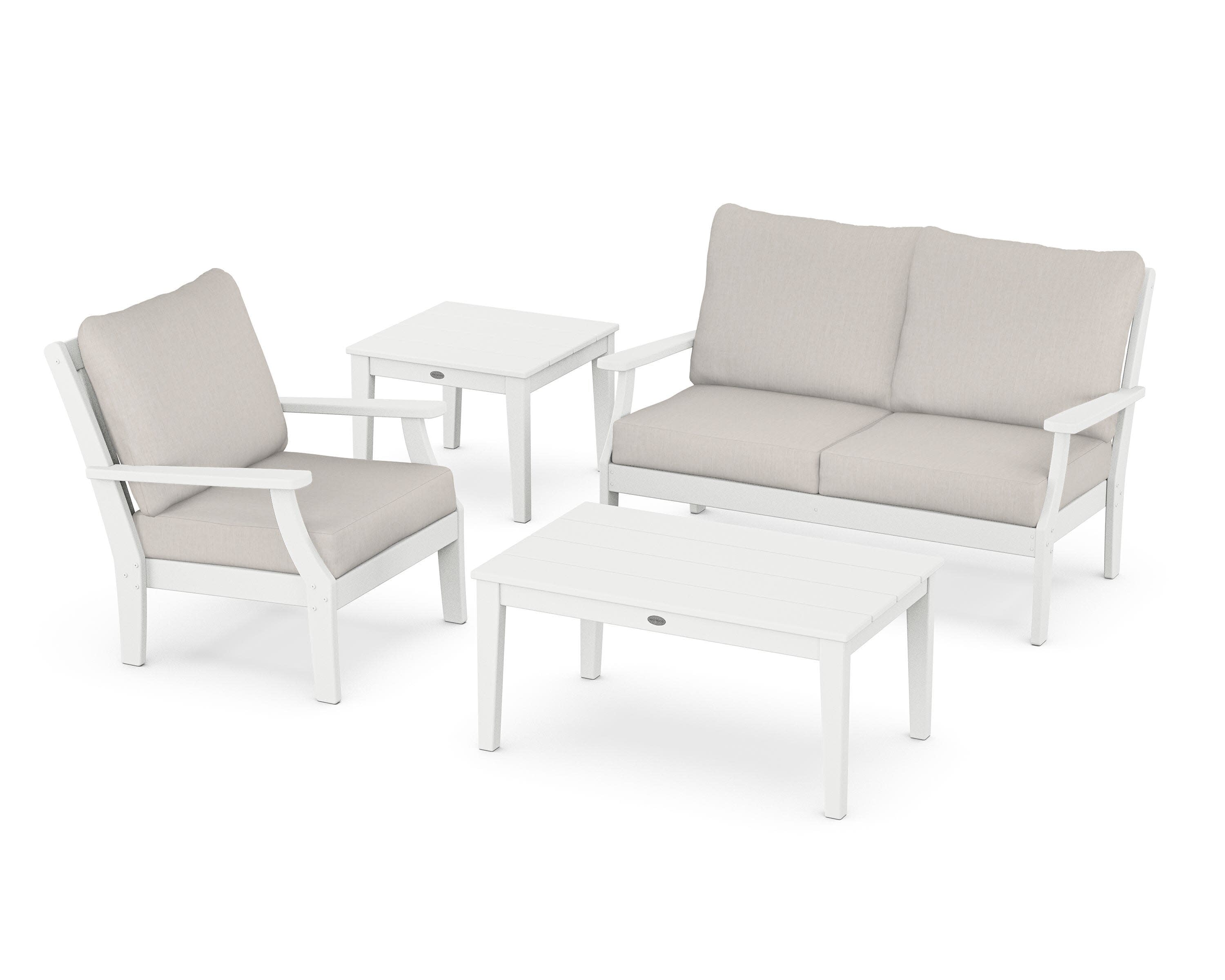 Braxton 4-Piece Deep Seating Set in White / Cast Ash