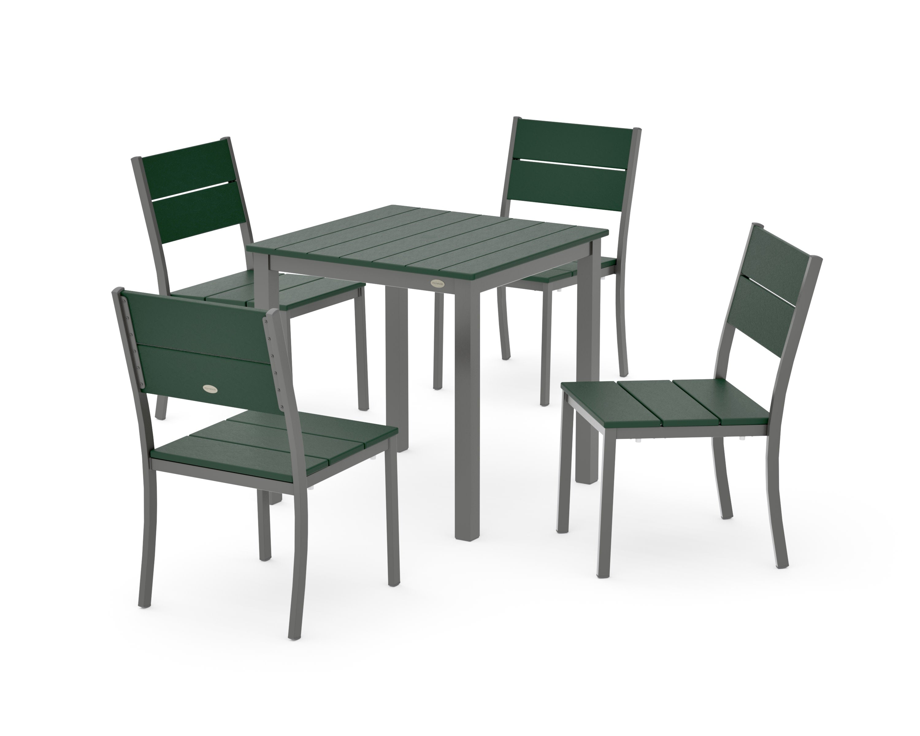 Main Street 5-Piece Square Dining Set- Small in Charcoal / Green