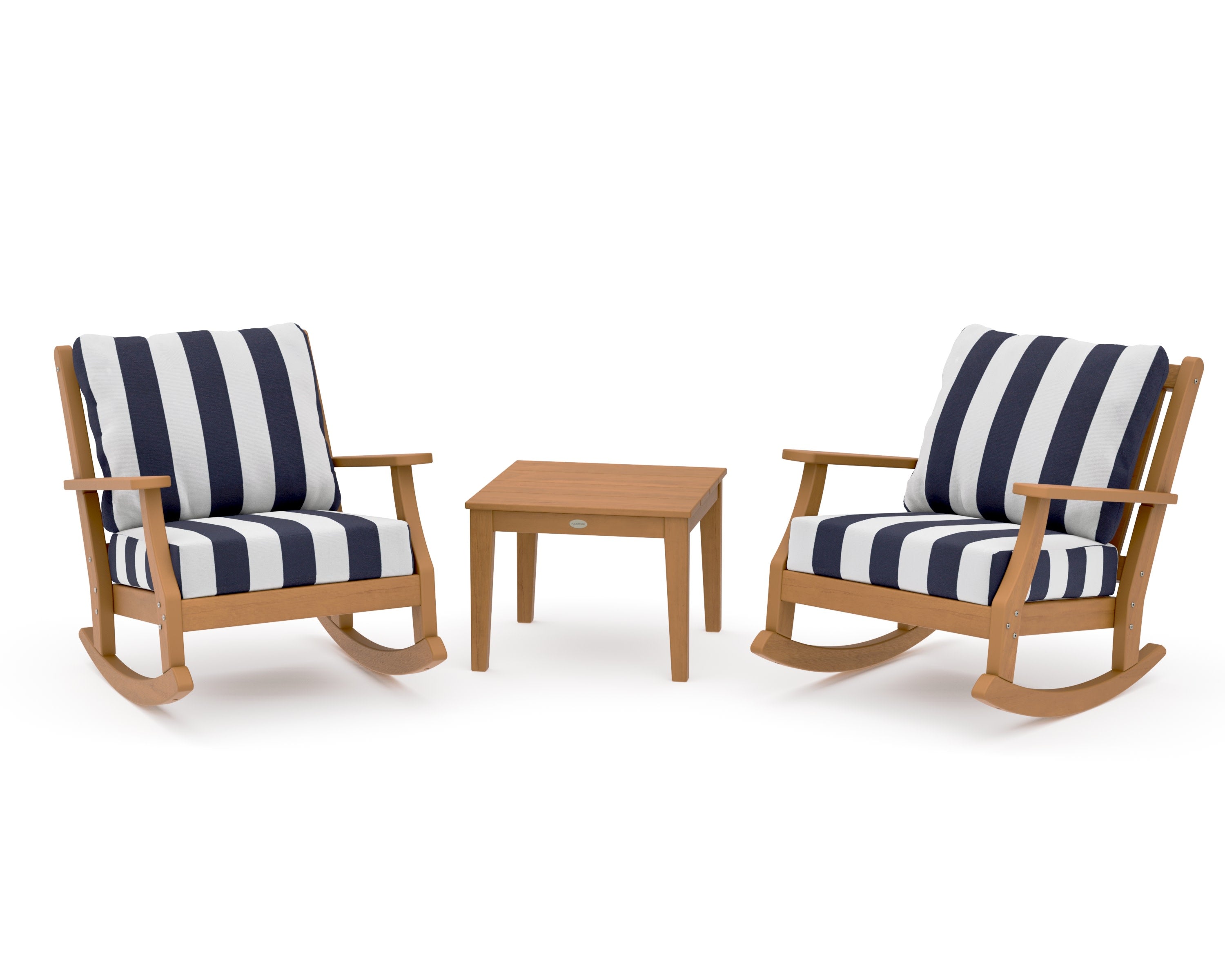 Wovendale 3-Piece Deep Seating Rocker Set in Natural / Cabana Stripe Navy