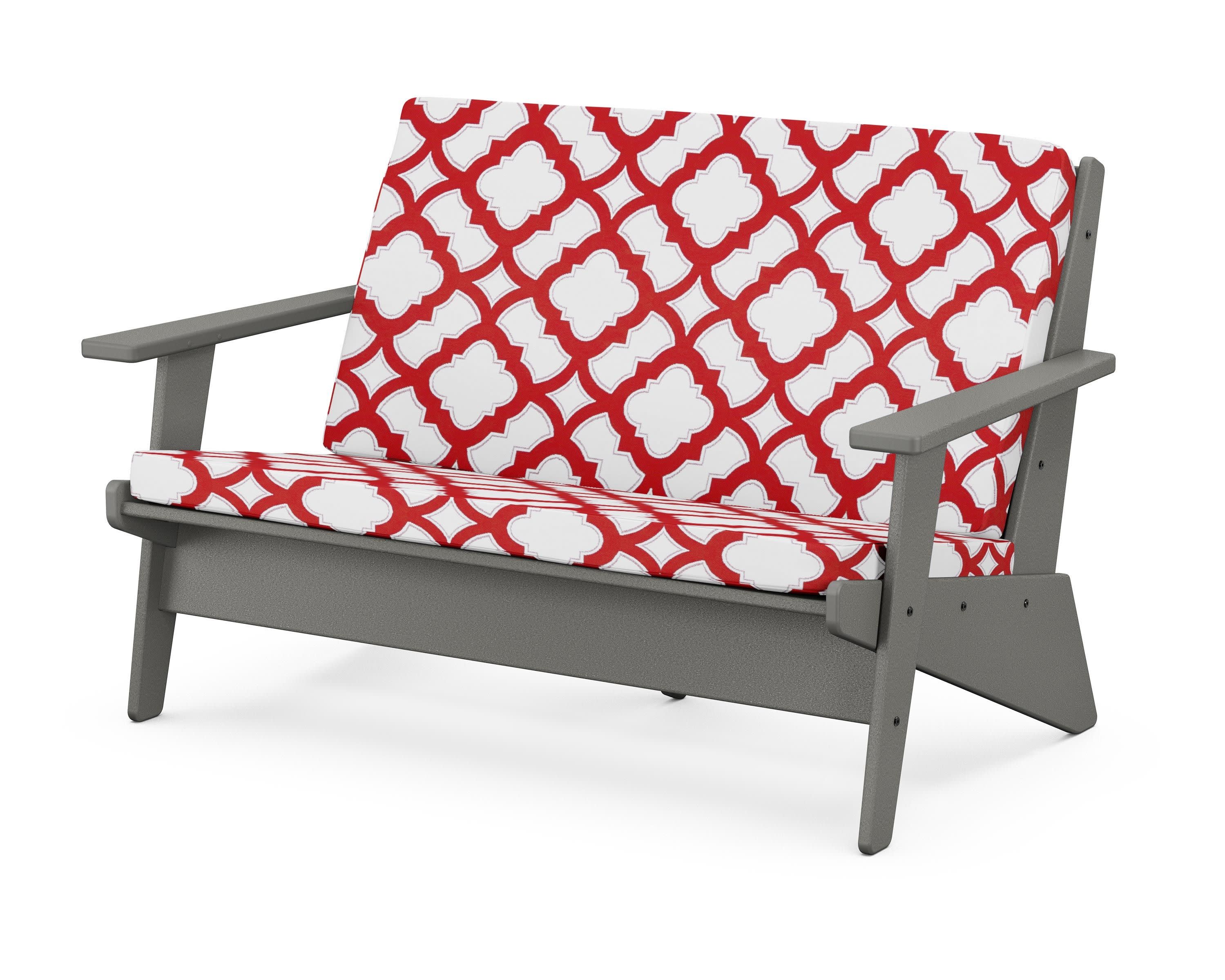 Riviera Modern Lounge Loveseat in Slate Grey / Trellis Crimson