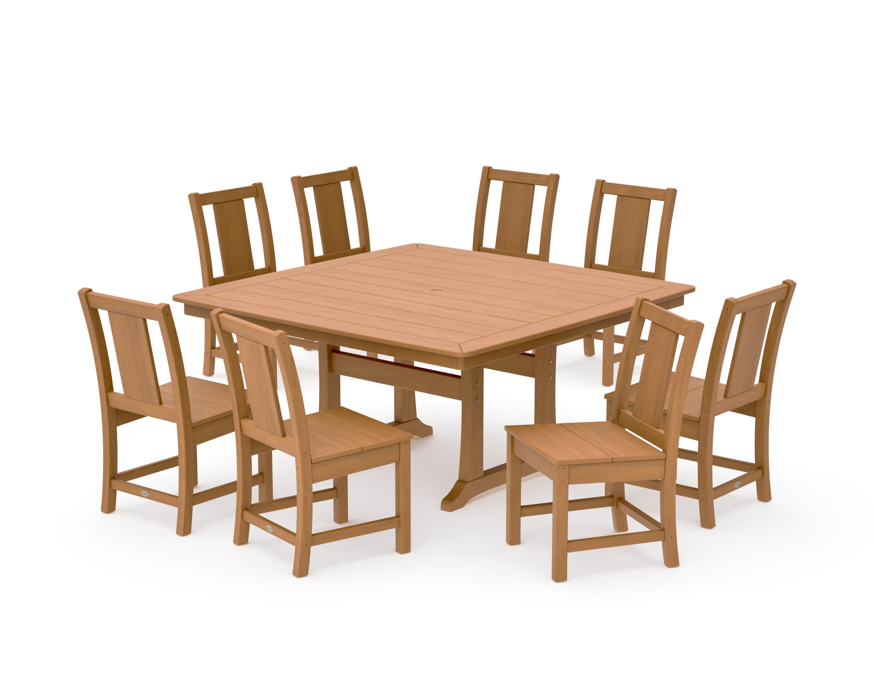 Prairie Side Chair 9-Piece Square Dining Set with Trestle Legs in Natural